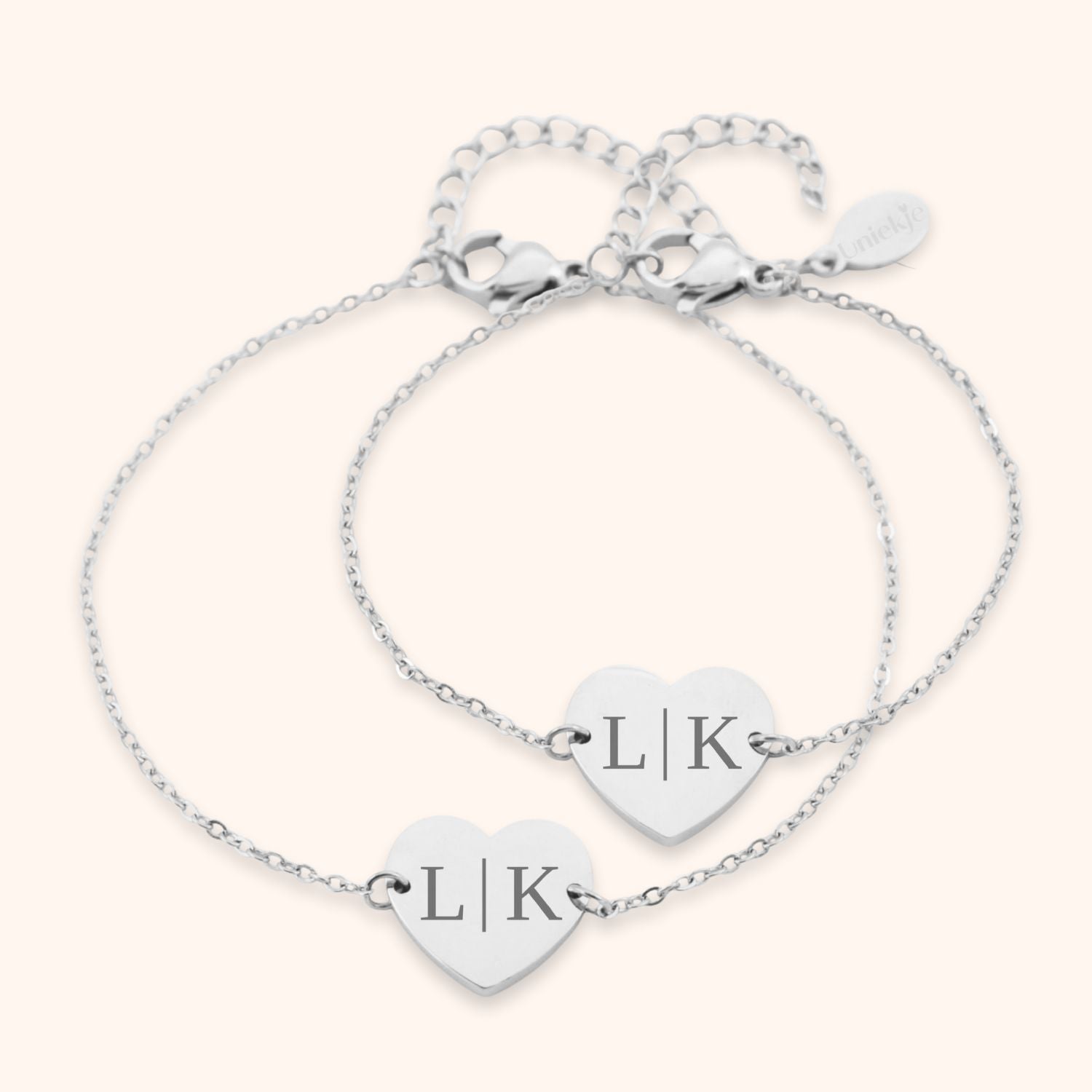 Hart armbanden set initialen