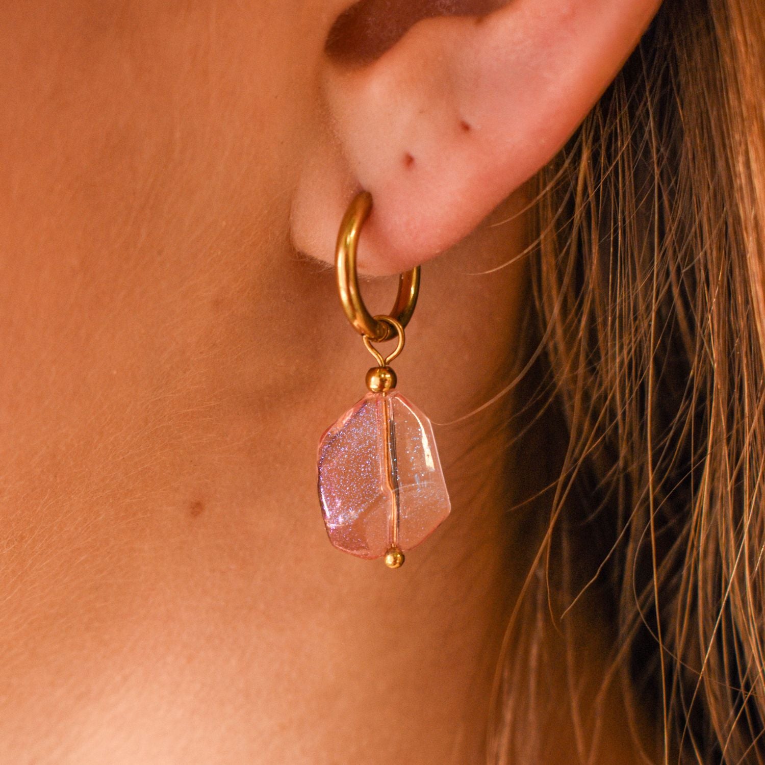 Oorringen bruine kraal