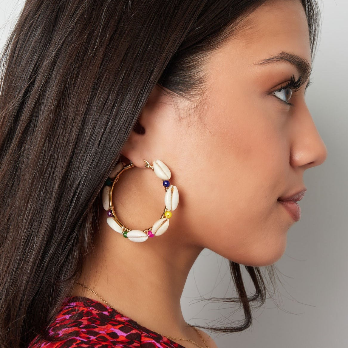Earrings kauri shells colorful