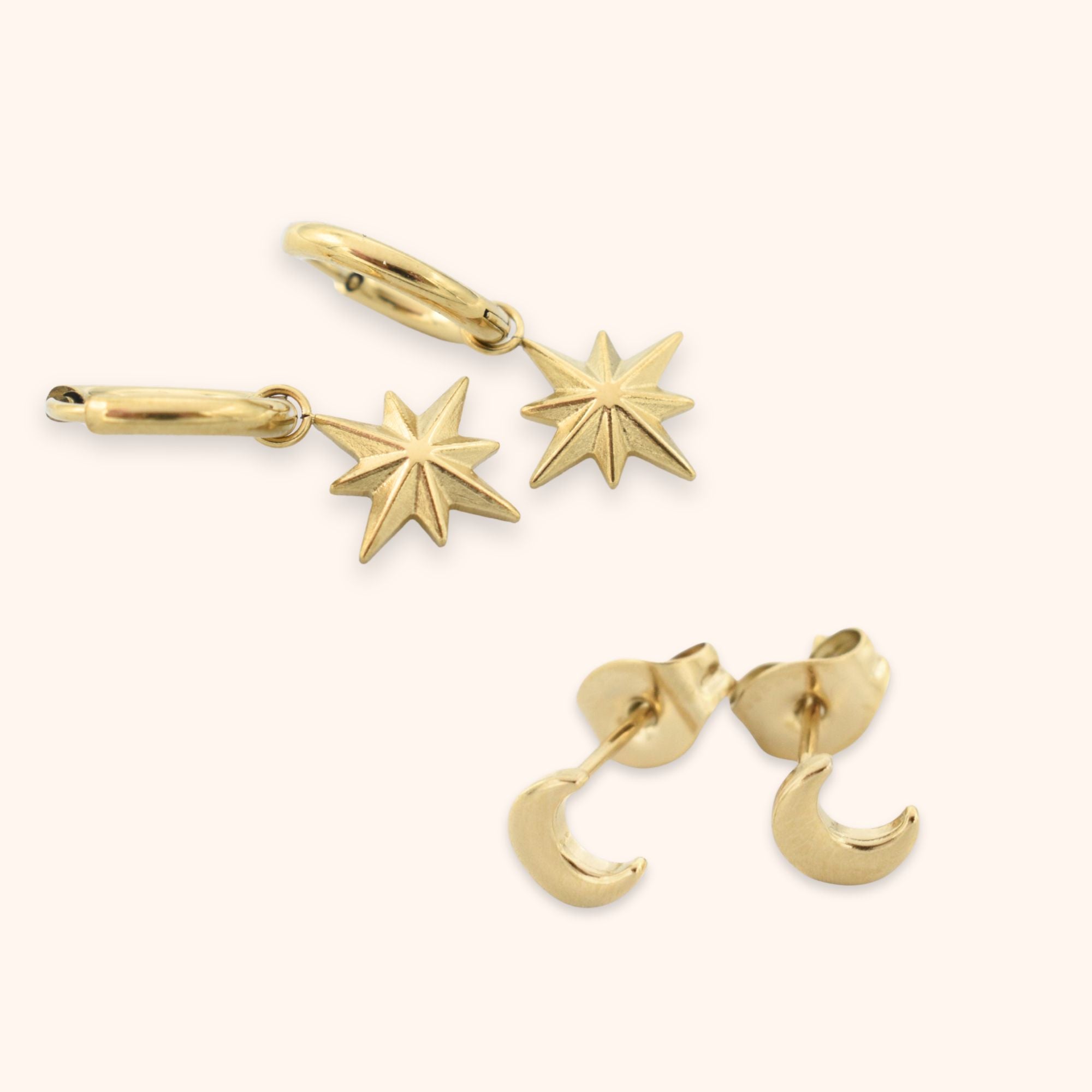 Oorbellen set ster & maan