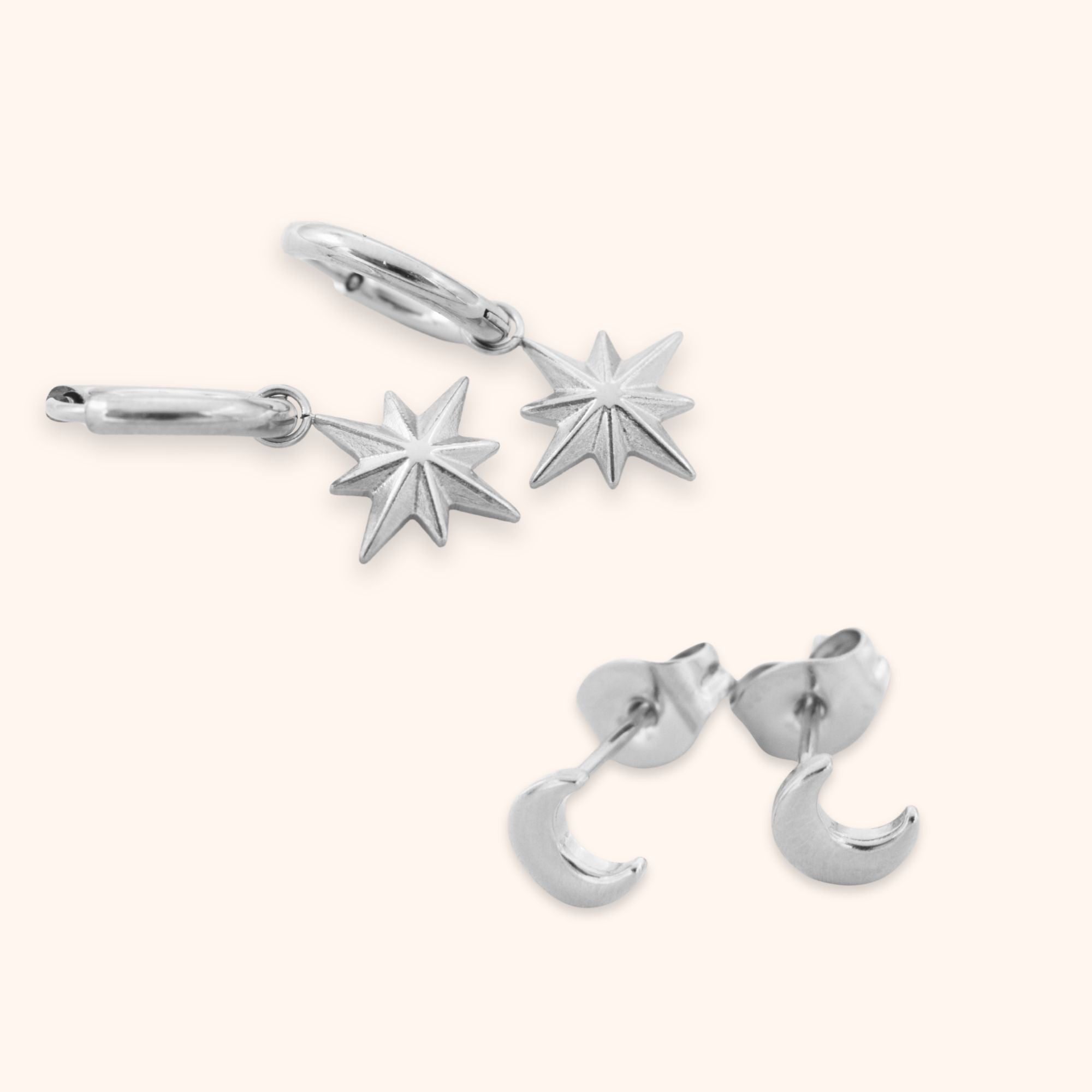 Oorbellen set ster & maan