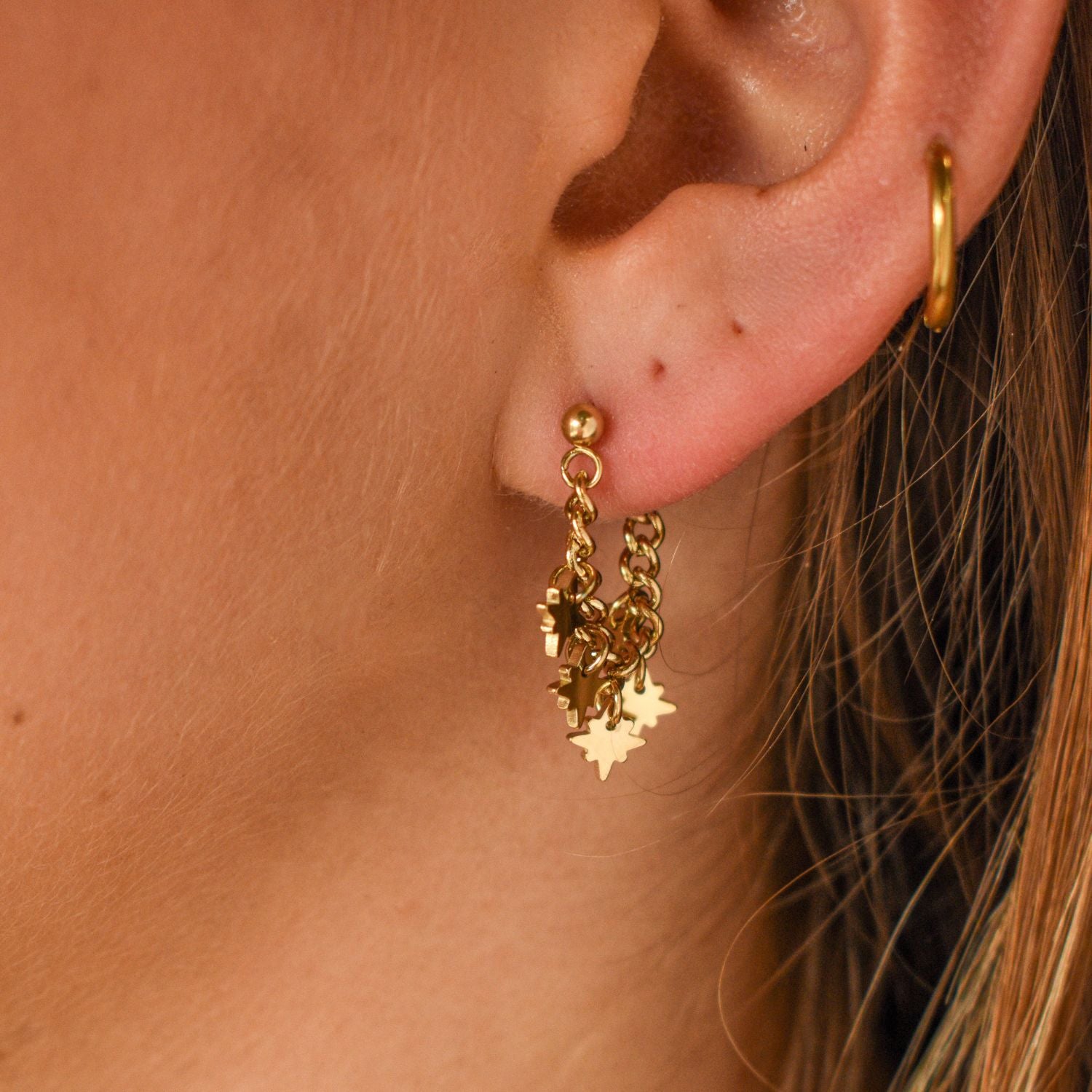 Ketting oorstuds sterretjes