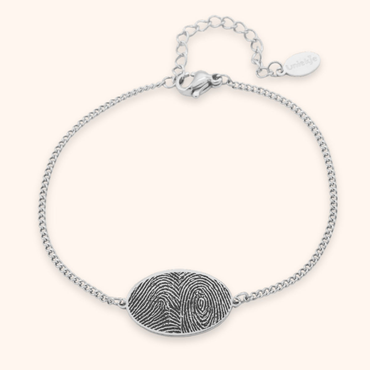 Ovale armband met 2 vingerafdrukken