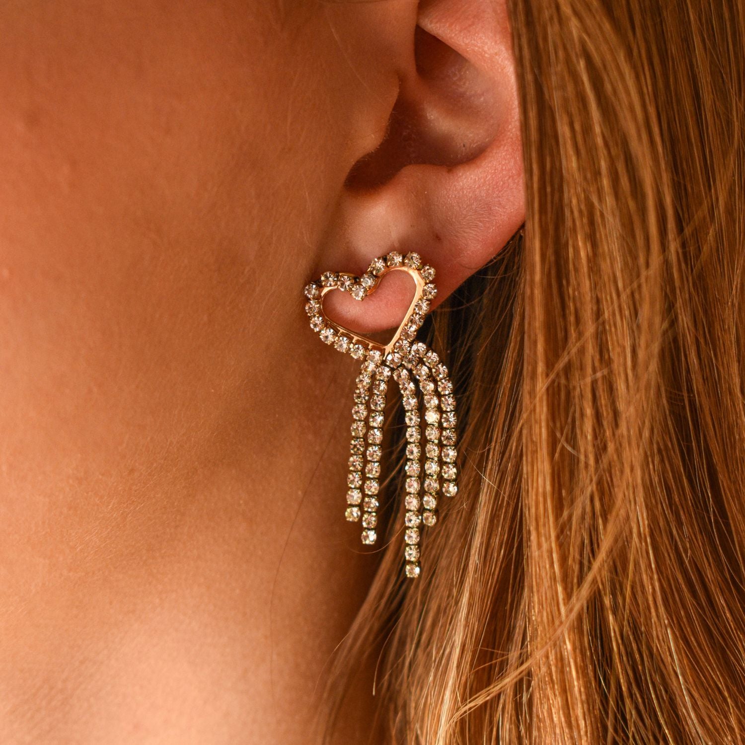 Party oorbellen strass hart