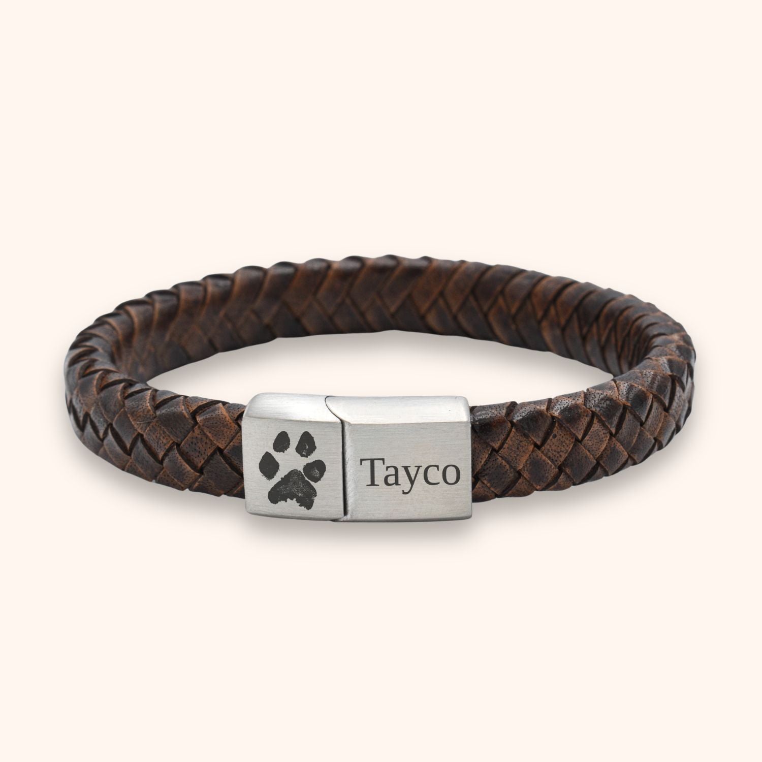 Heren armband leer pootafdruk