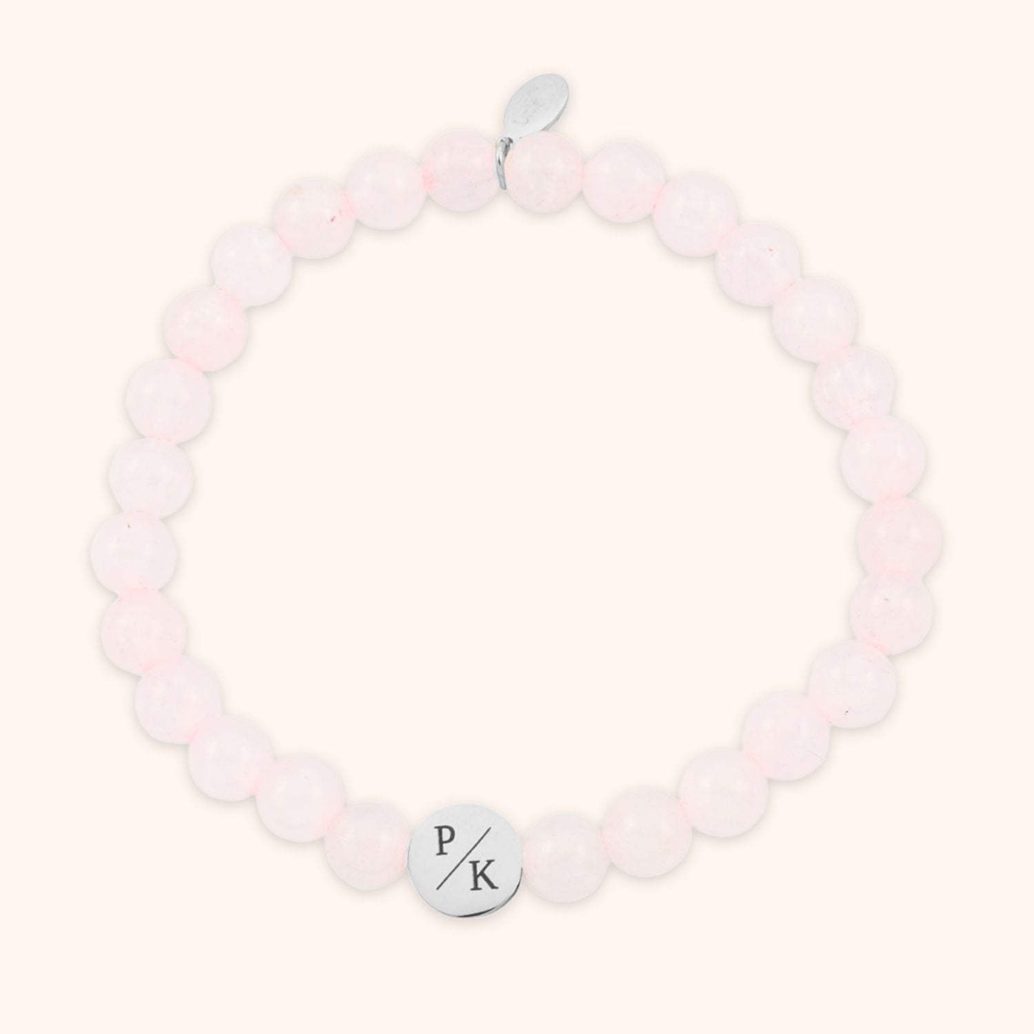 Kralenarmband dames rozenkwarts initialen