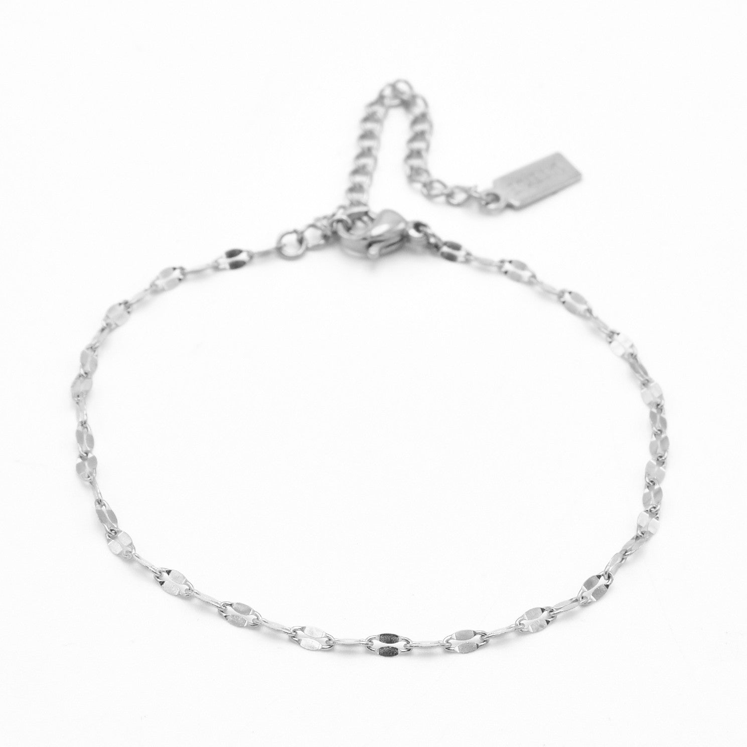 Glinsterende schakel armband dames fijn zilver stainless steel