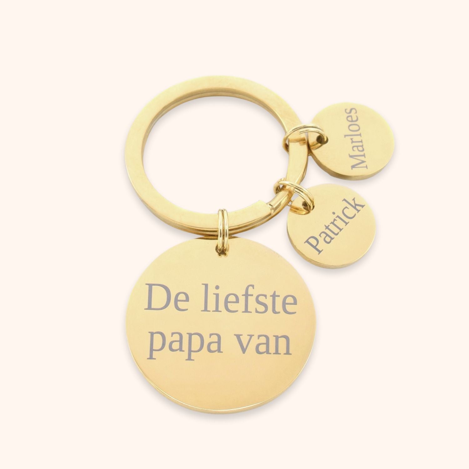 Sleutelhanger-papa-eigen-tekst-namen-goud-stainless-steel