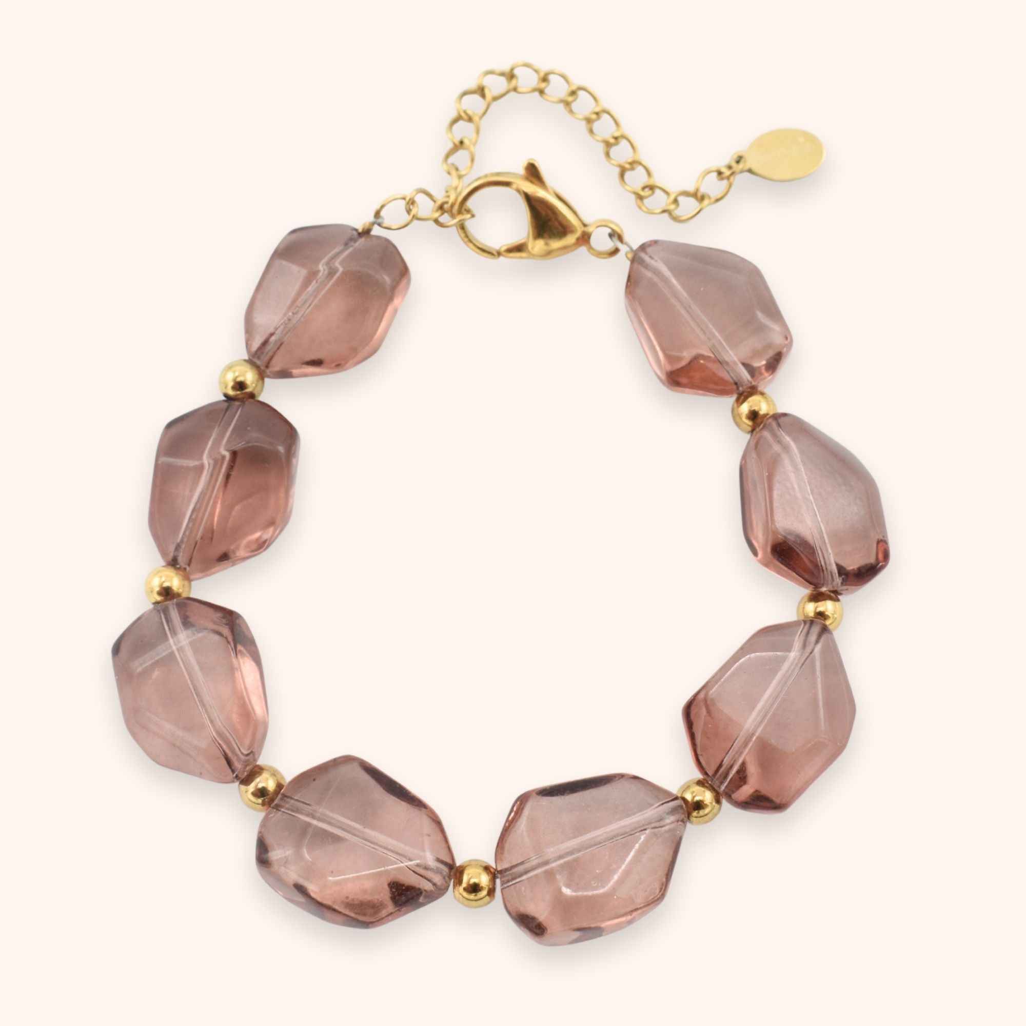 Statement kralen armband bruin