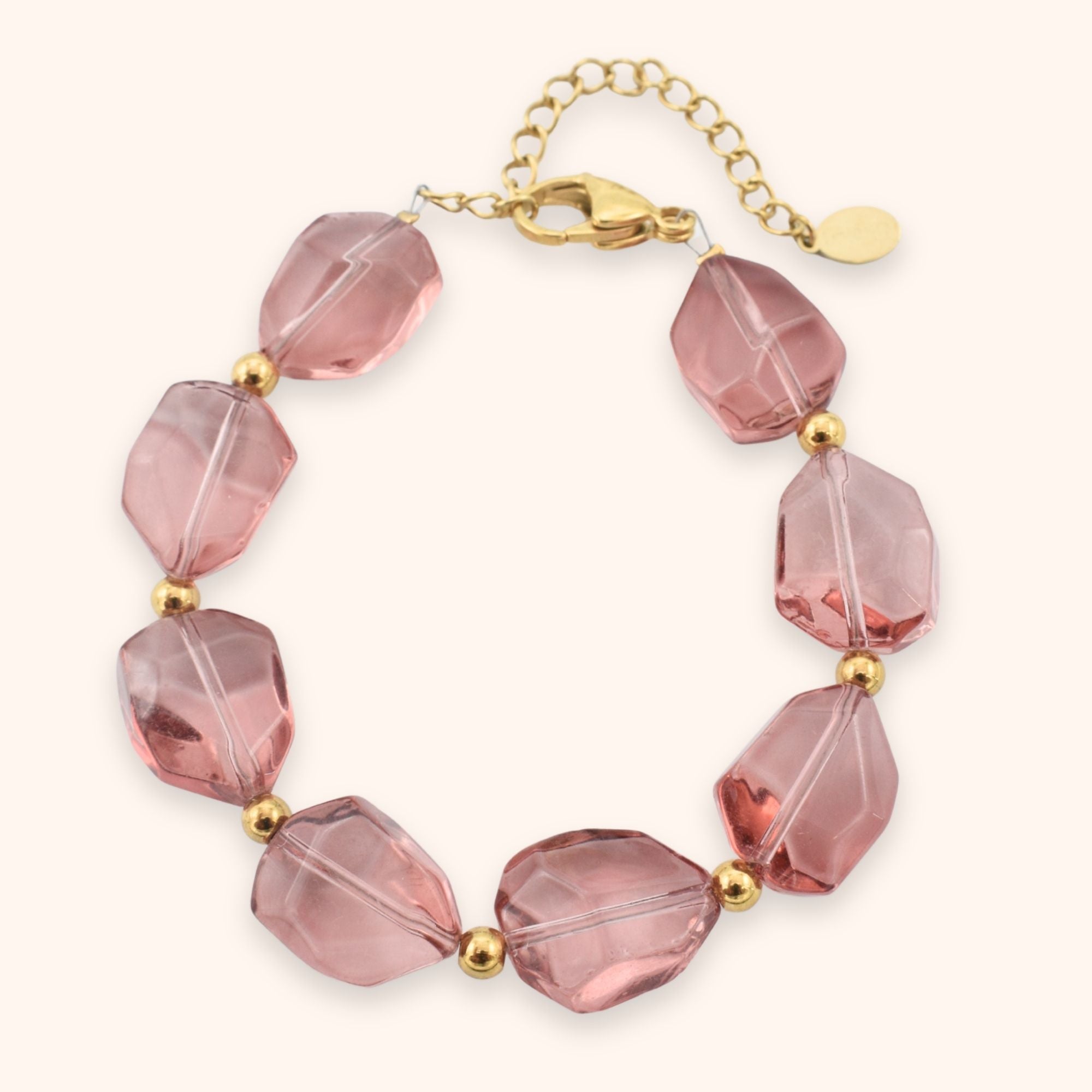 Statement kralen armband roze
