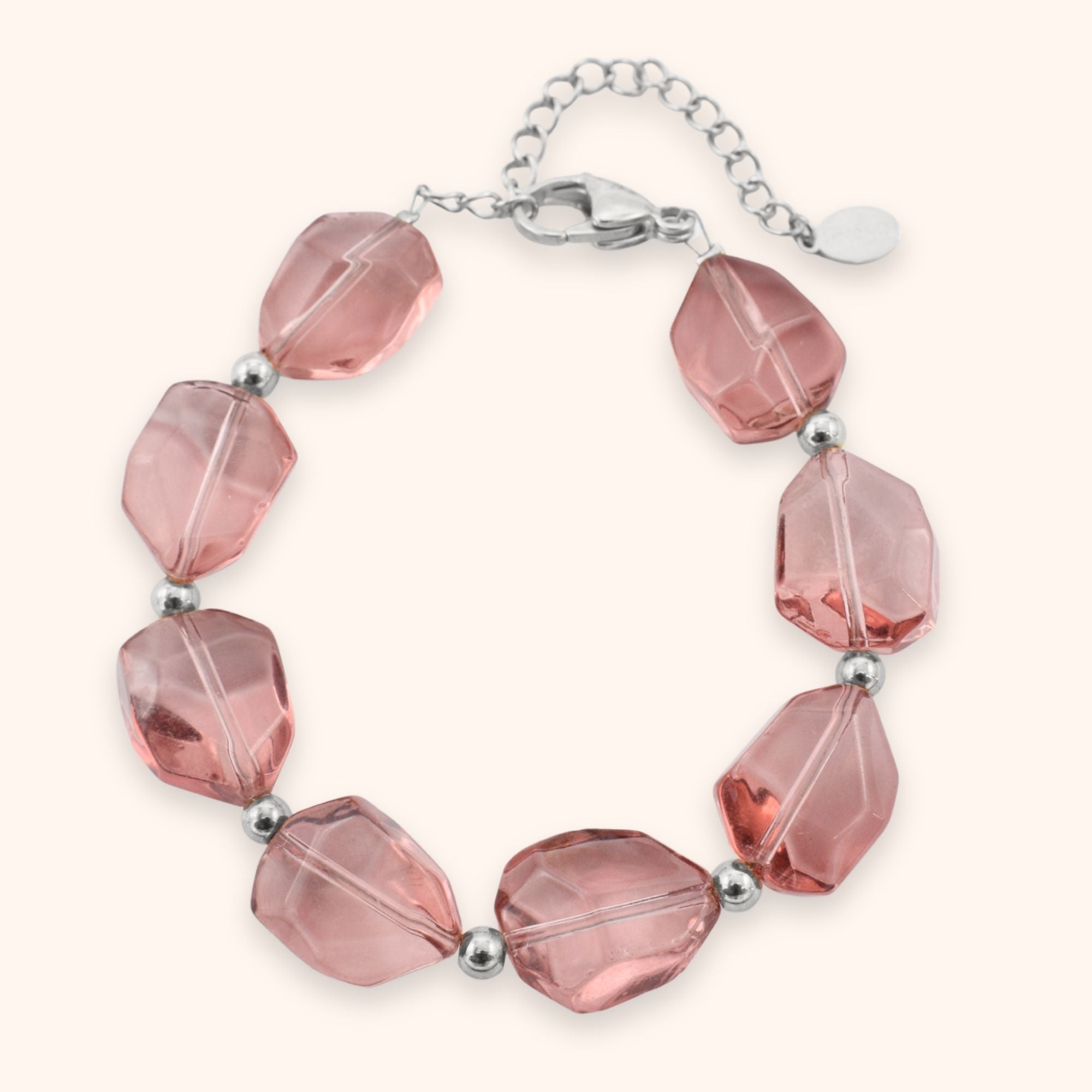 Statement kralen armband roze