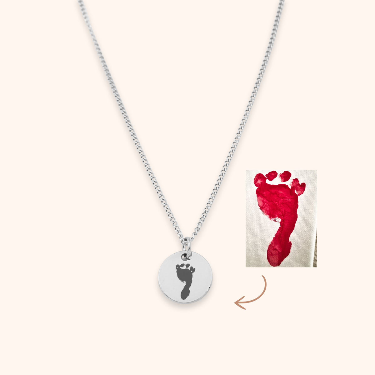 Voetafdruk ketting kleine hanger