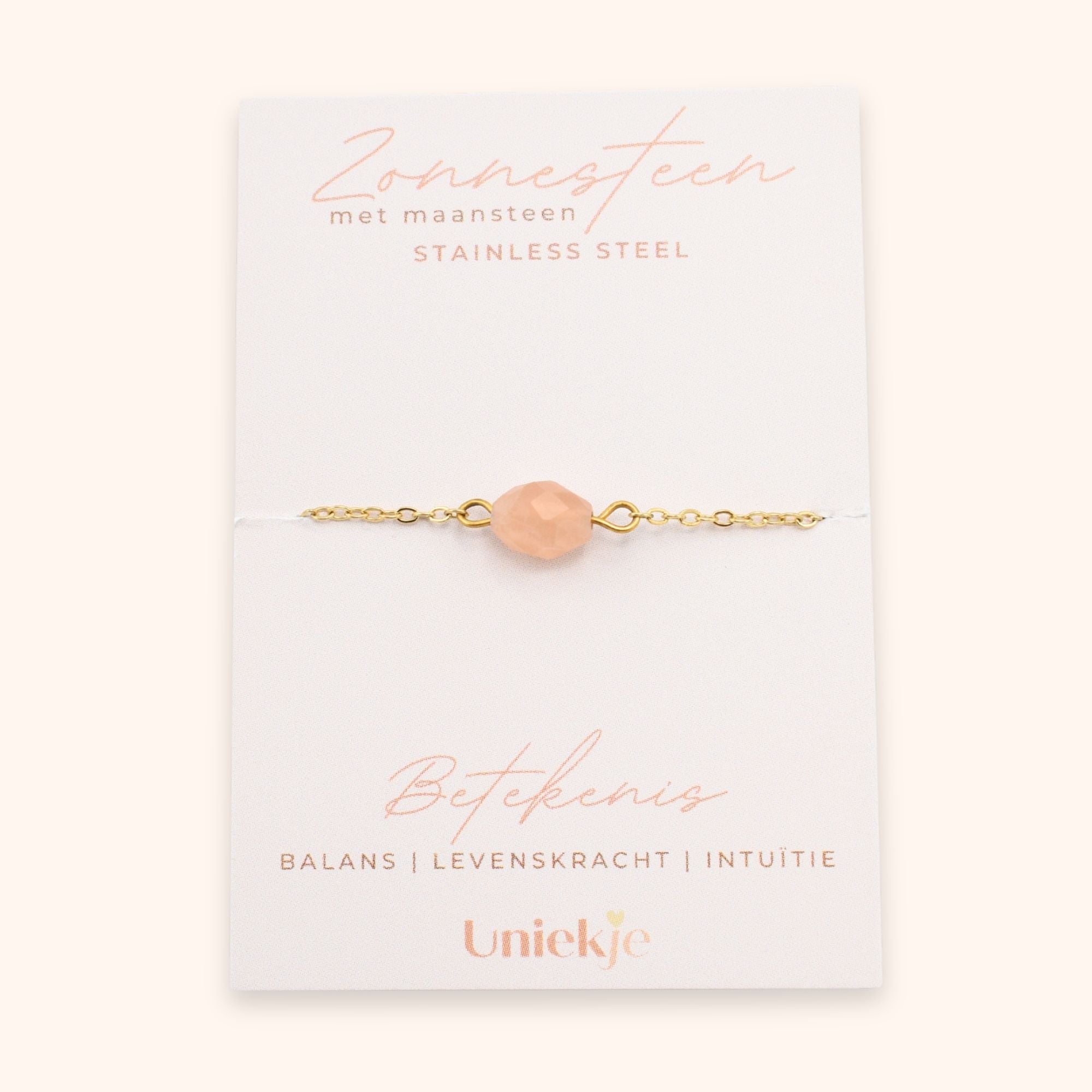 Zonnesteen armband dames met betekenis kleur goud stainless steel