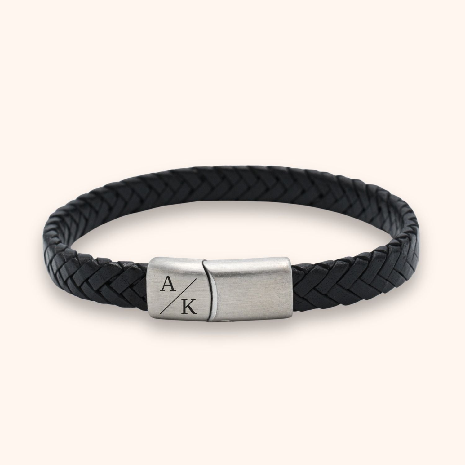 Heren armband leer initialen
