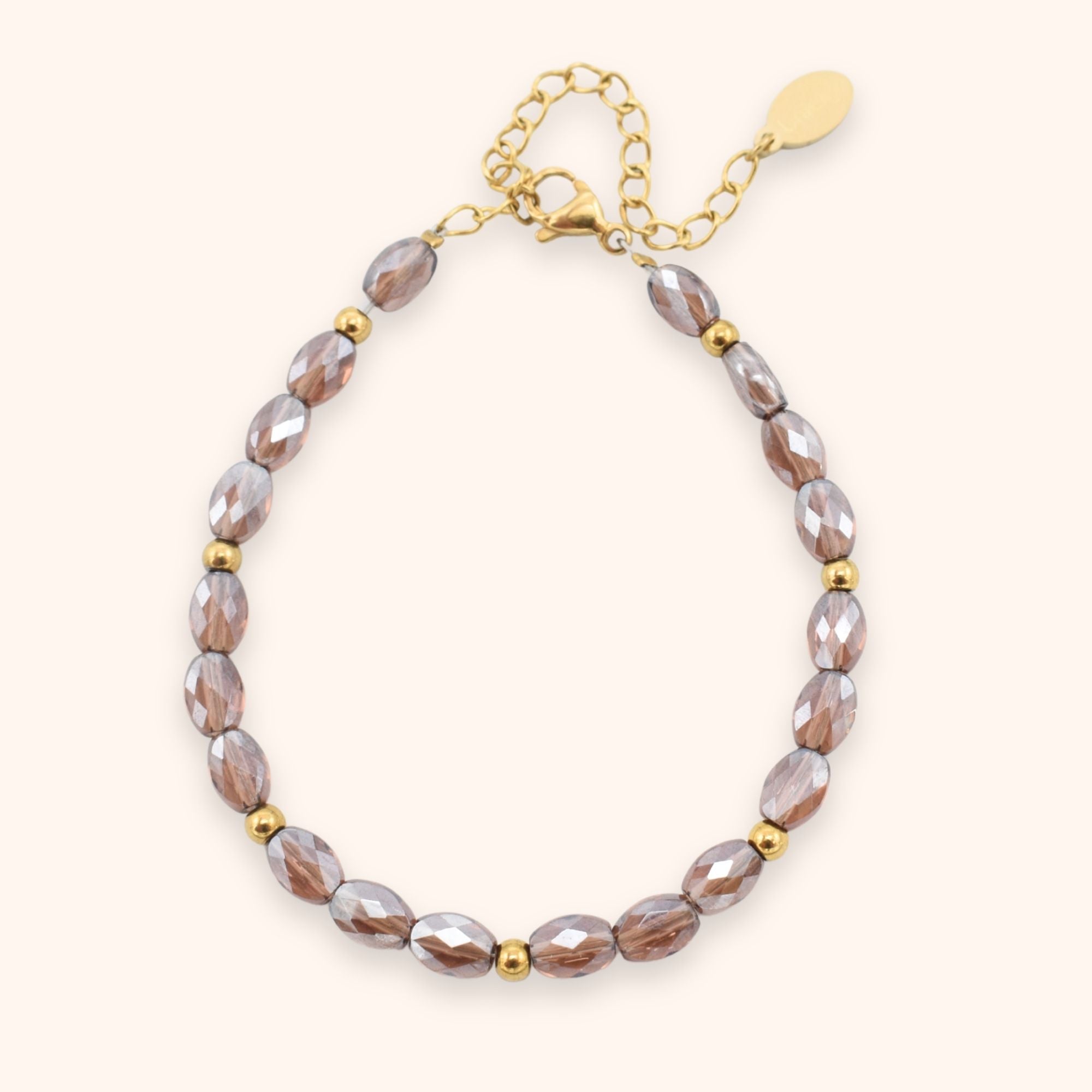 Kralen armband bruin facet