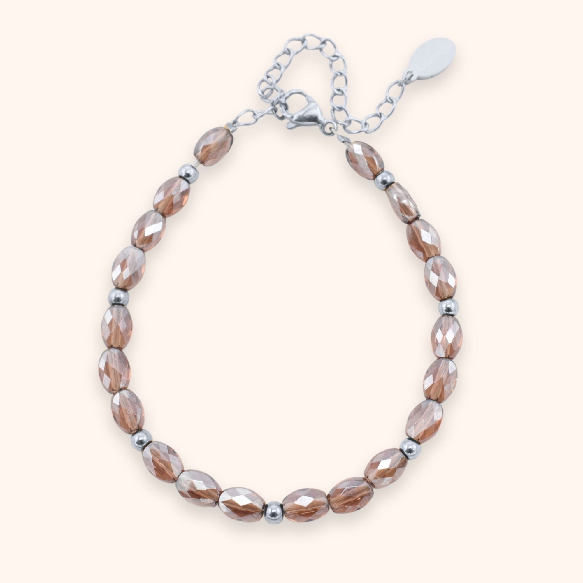 Kralen armband bruin facet