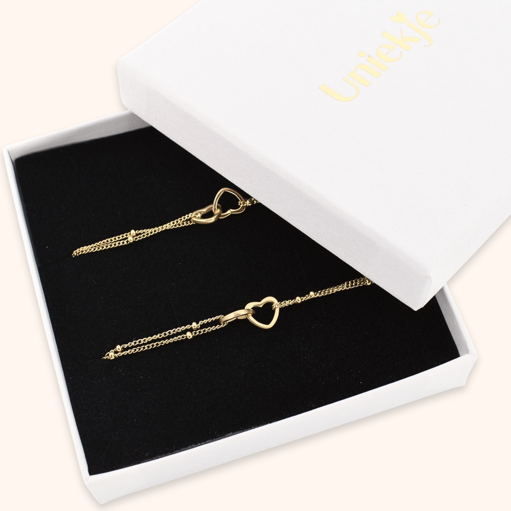 Armbanden set dubbele hartjes