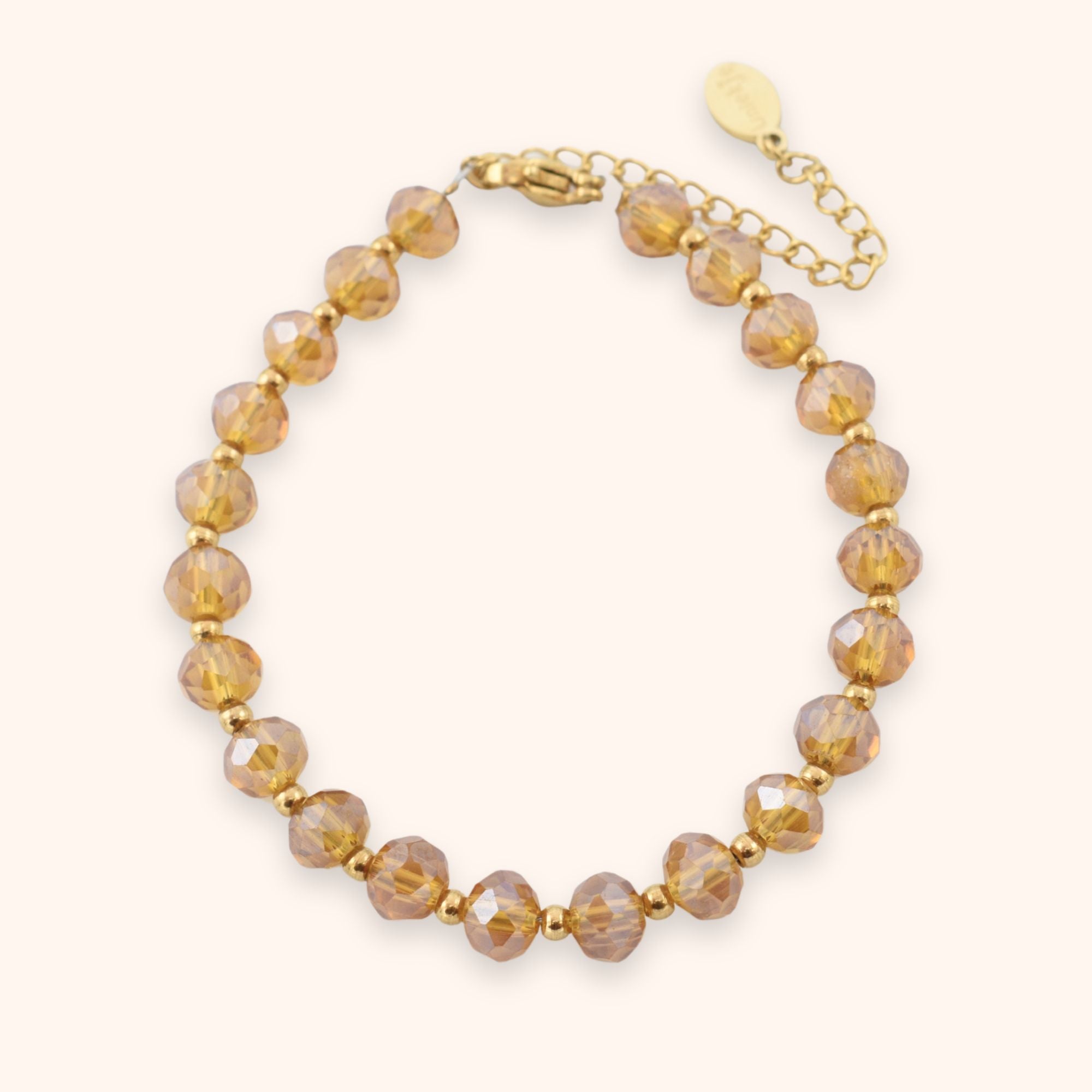 Kralen armband rondelle champagne