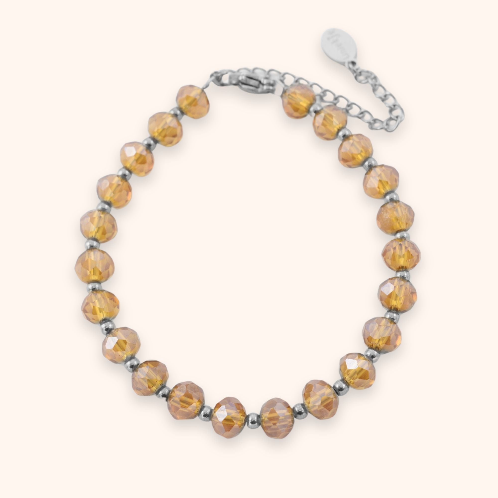 Kralen armband rondelle champagne