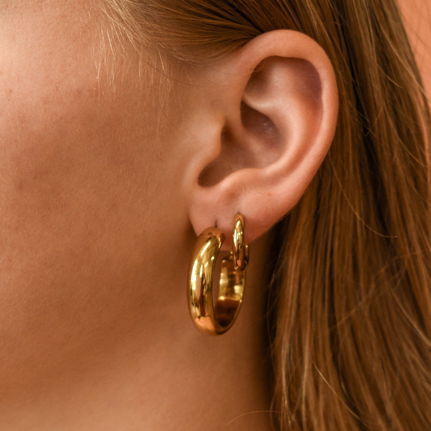 Oorbellen dikke hoops 2,8mm stainless steel 