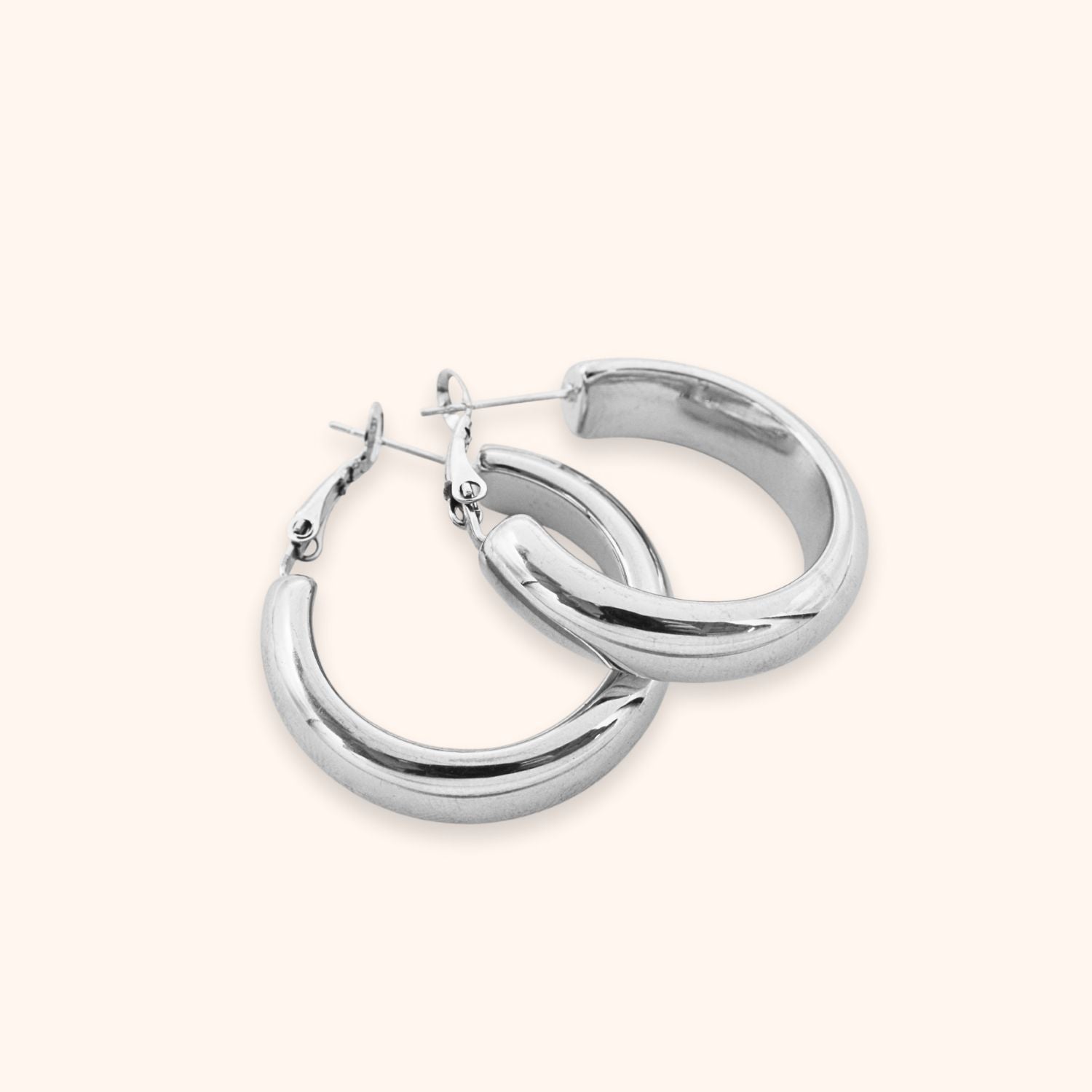 Oorbellen dikke hoops 2,8mm zilver stainless steel 