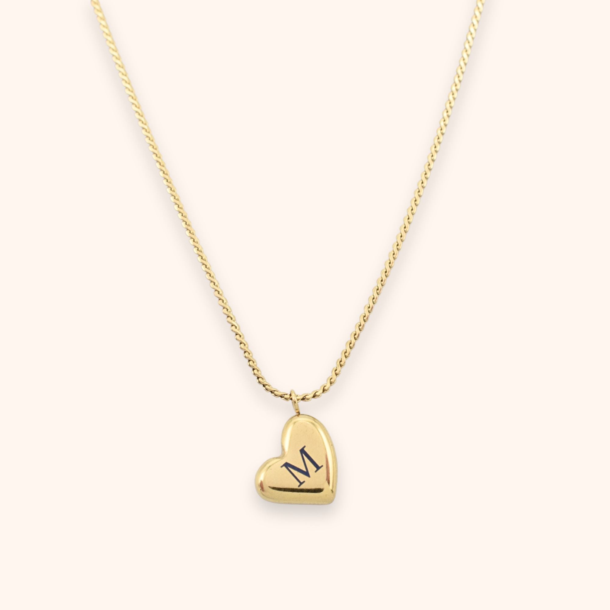 hart ketting met initiaal goud stainless steel