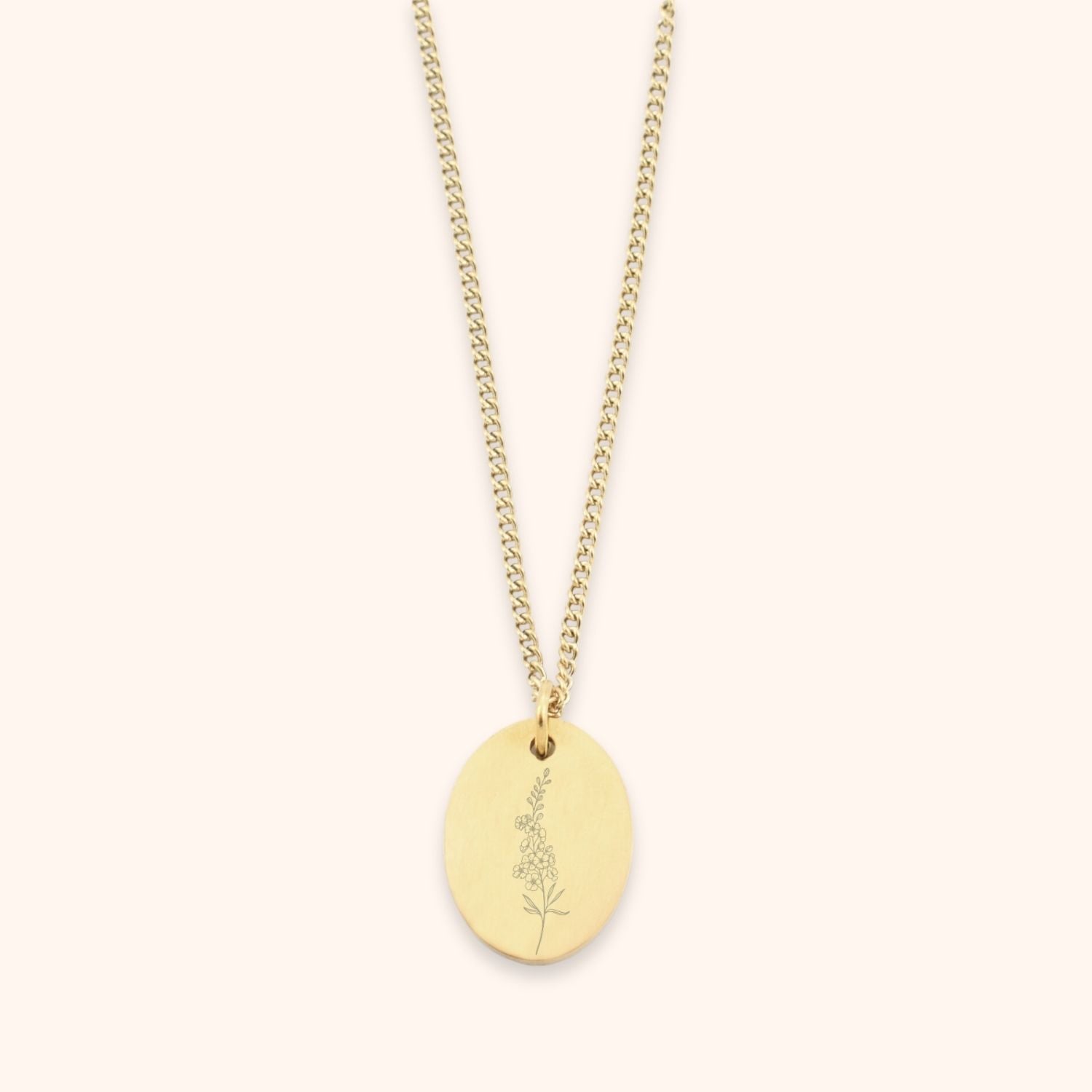 Ovale geboortebloem ketting