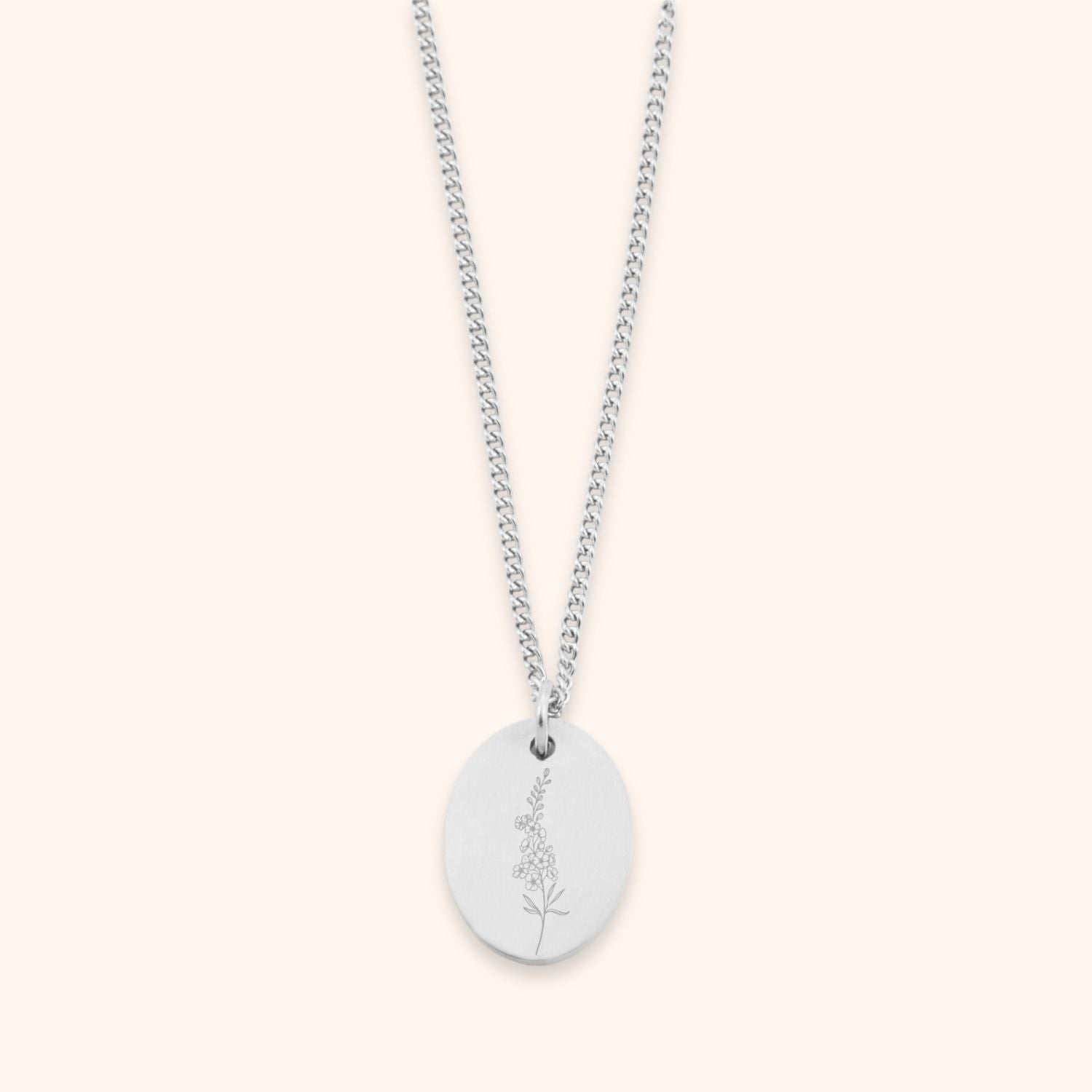 Ovale geboortebloem ketting