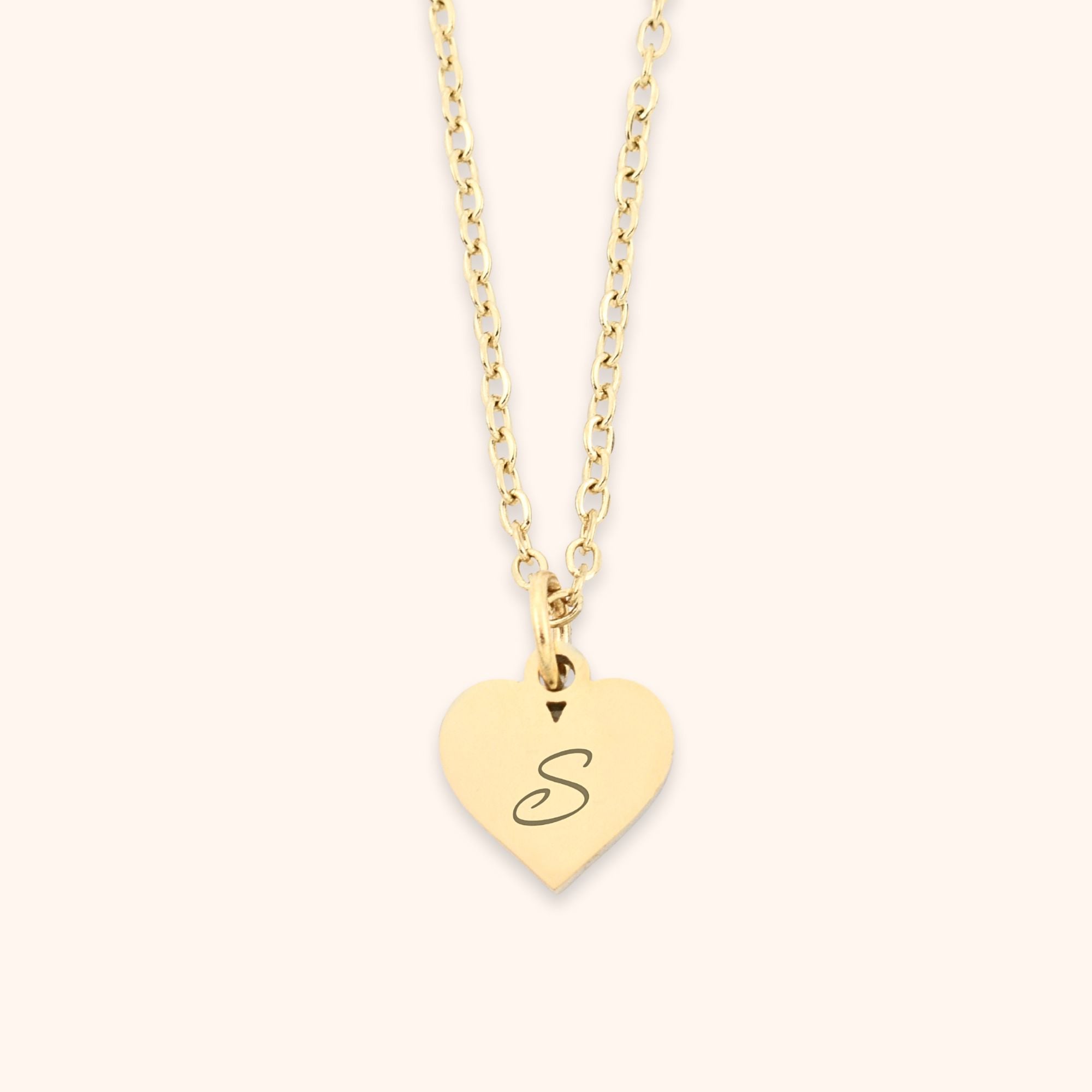 Dames ketting hart hangertje gepersonaliseerd met 1 initiaal goud rvs