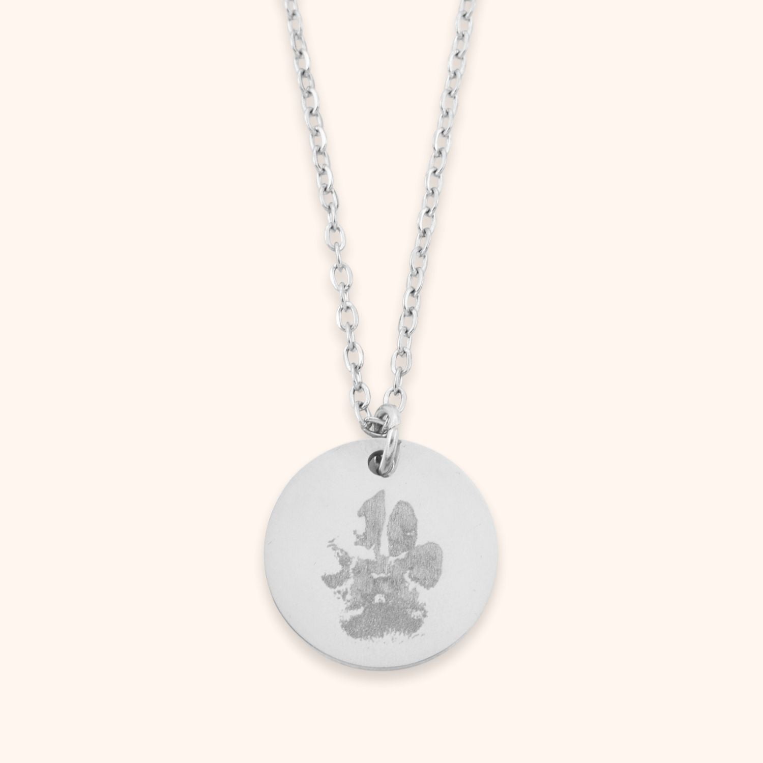 Ketting met pootafdruk hond gepersonaliseerd zilver 