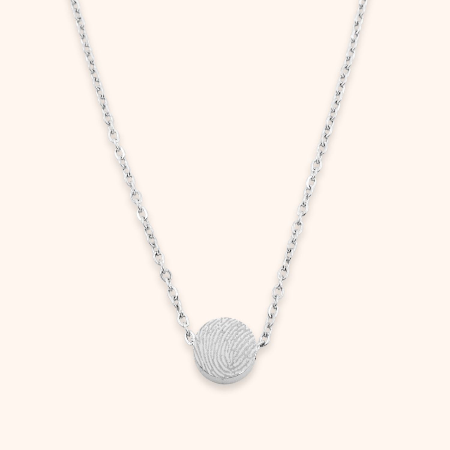 Fijne ketting met rond kraaltje gepersonaliseerd met een vingerafdruk zilver