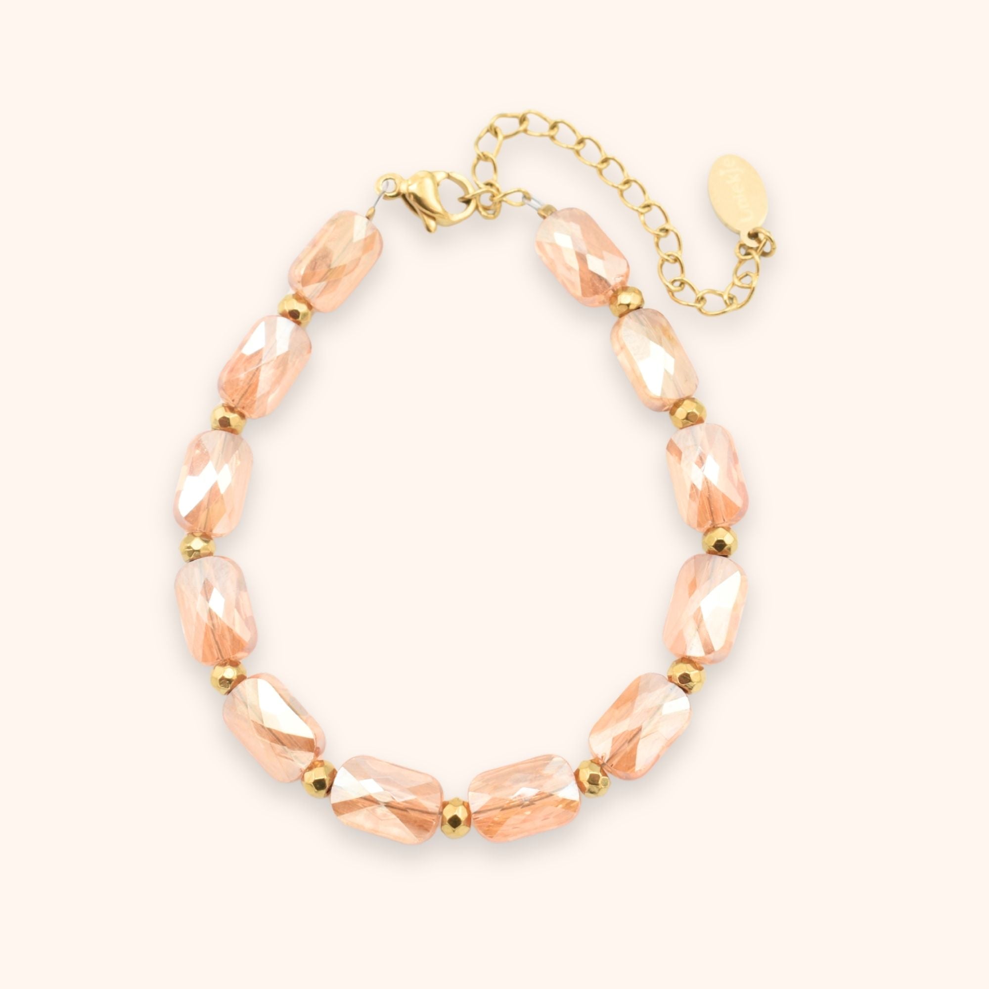 Kralen armband oranje rechthoek