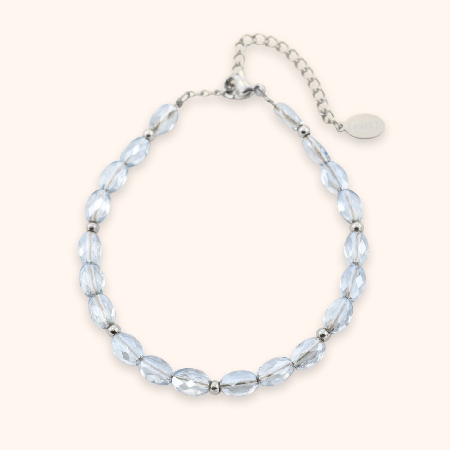 Kralen armband lichtblauw glinsterend