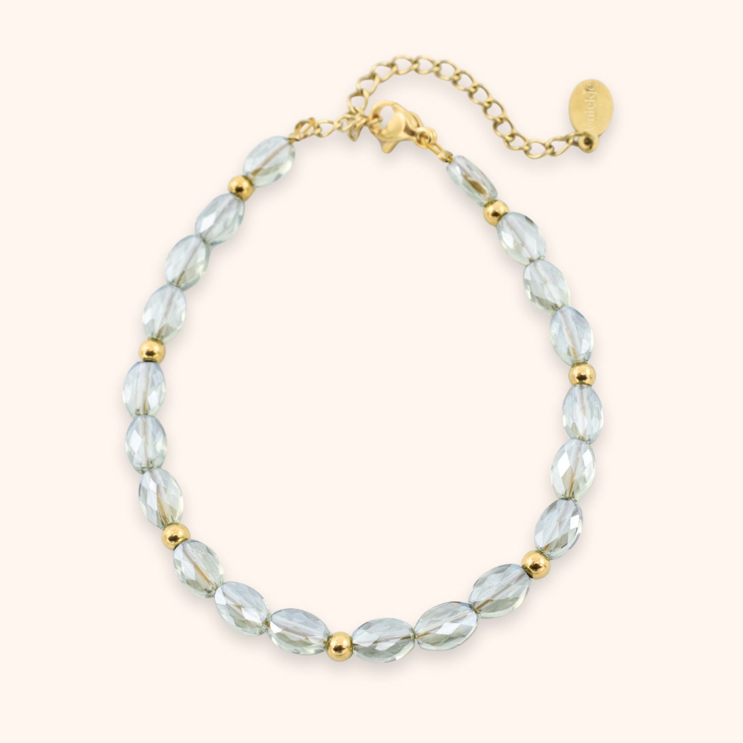 Kralen armband lichtgroen facet