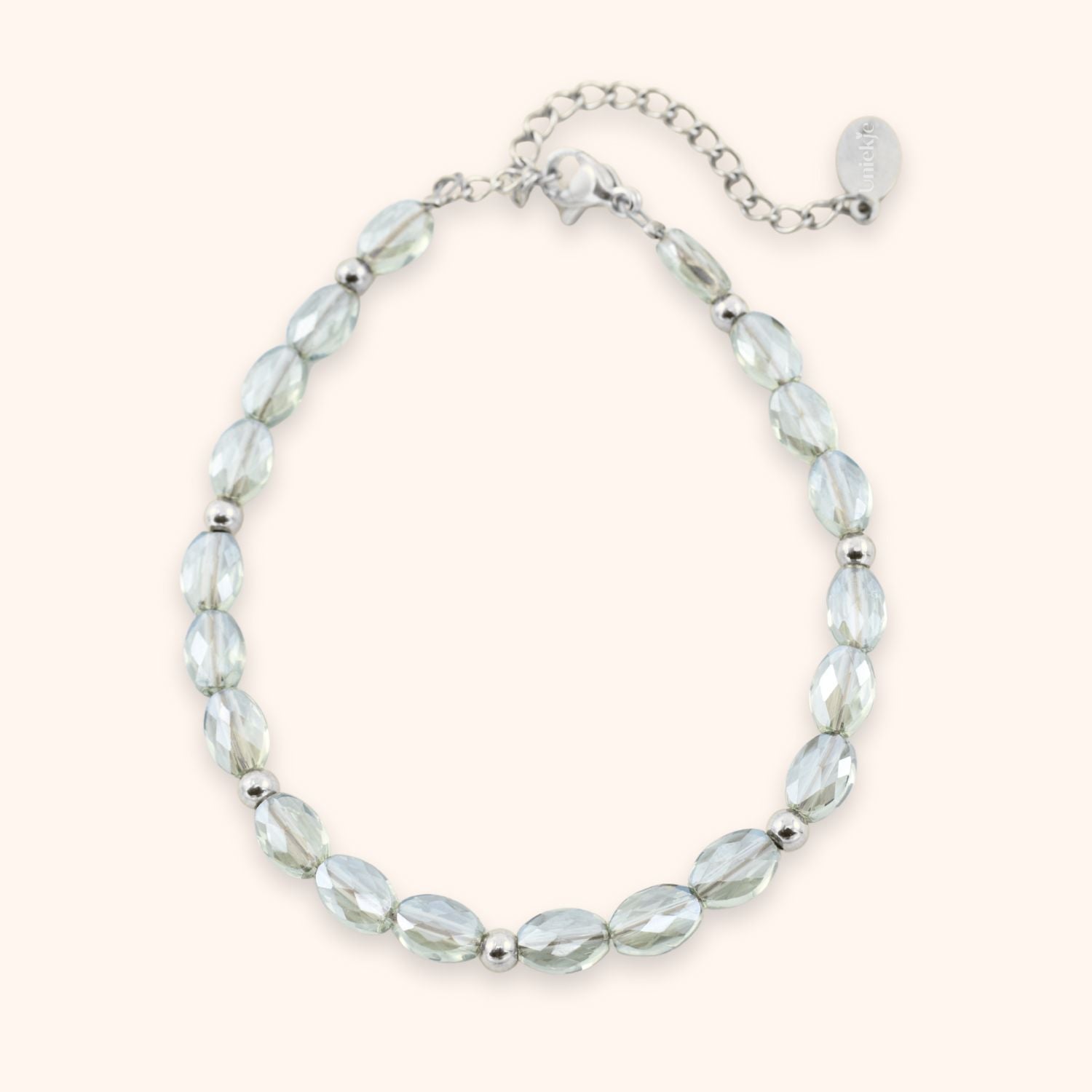 Kralen armband lichtgroen facet