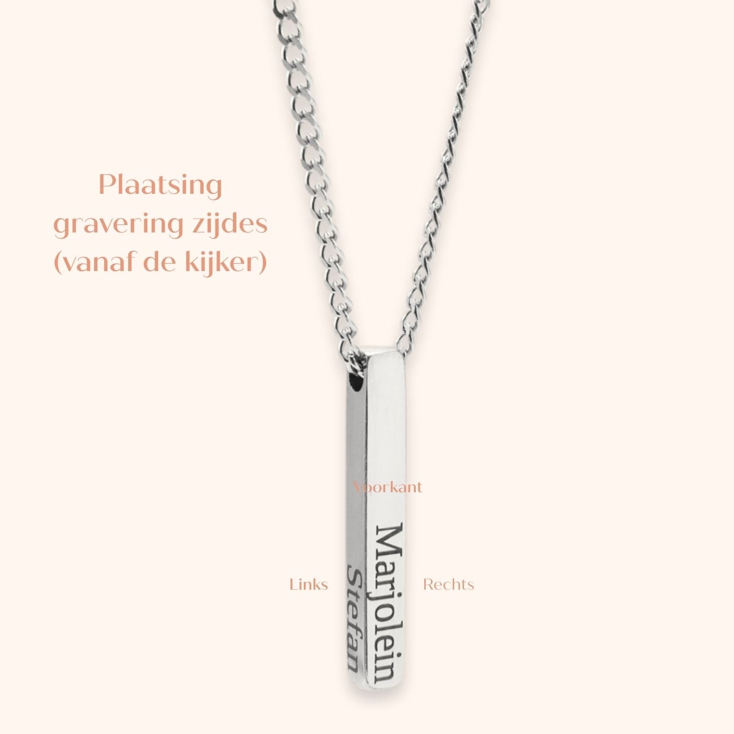 Naam ketting 3D staaf mannen