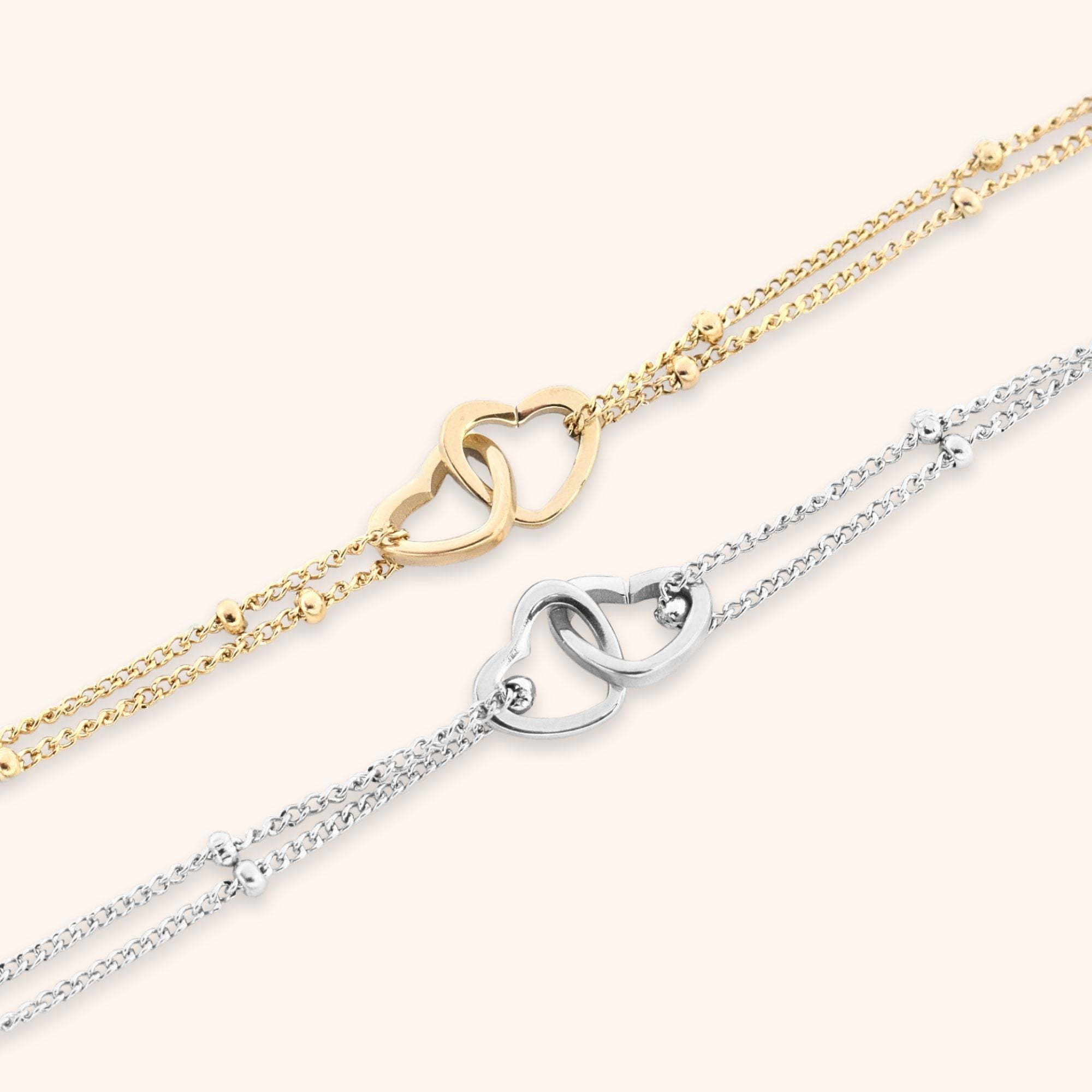 Armbanden set dubbele hartjes