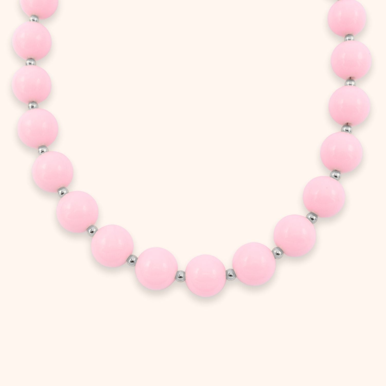 Grote kralen ketting licht roze