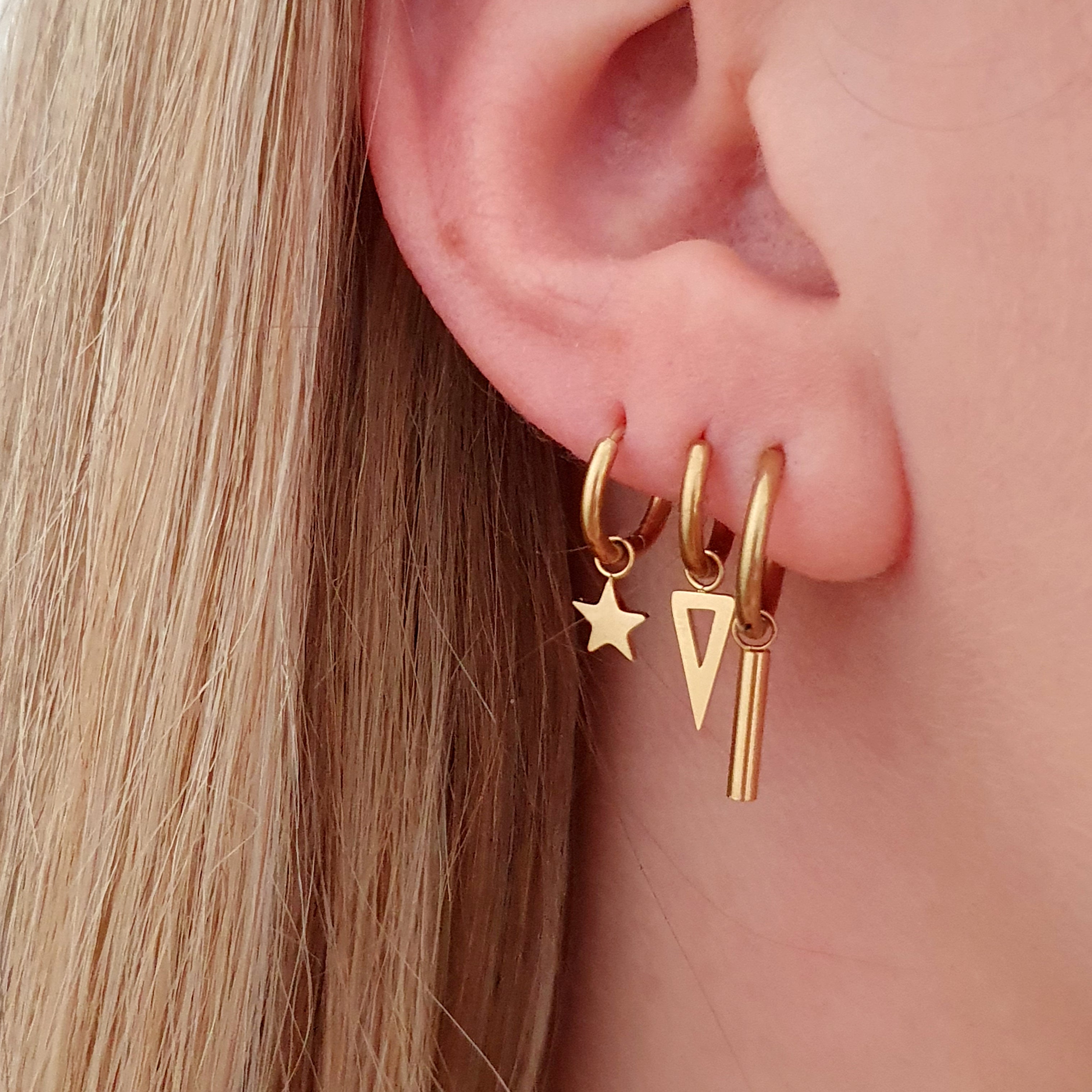 Earrings with round rod