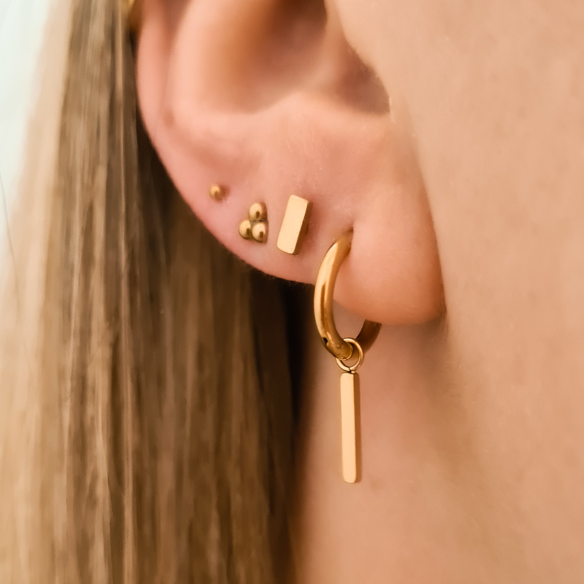 Earrings with small rod