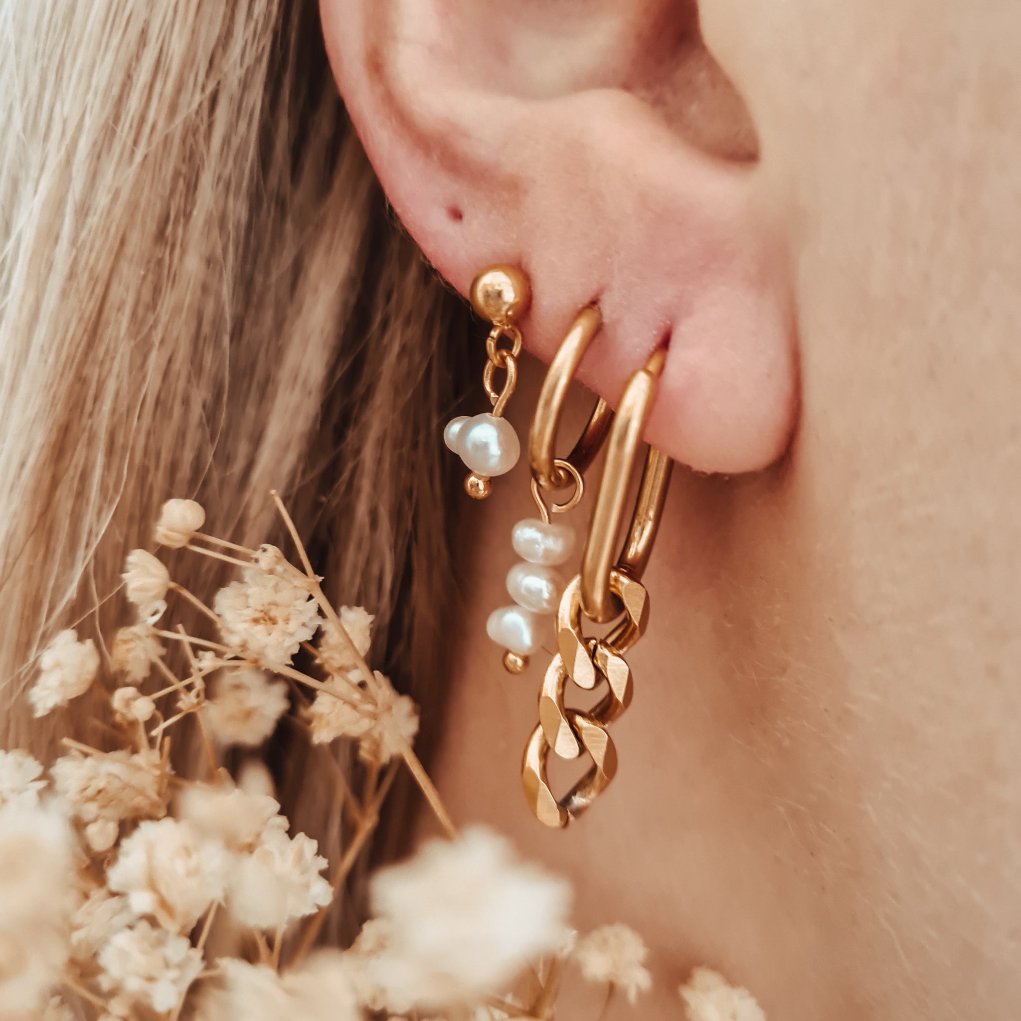 Oval earrings necklace