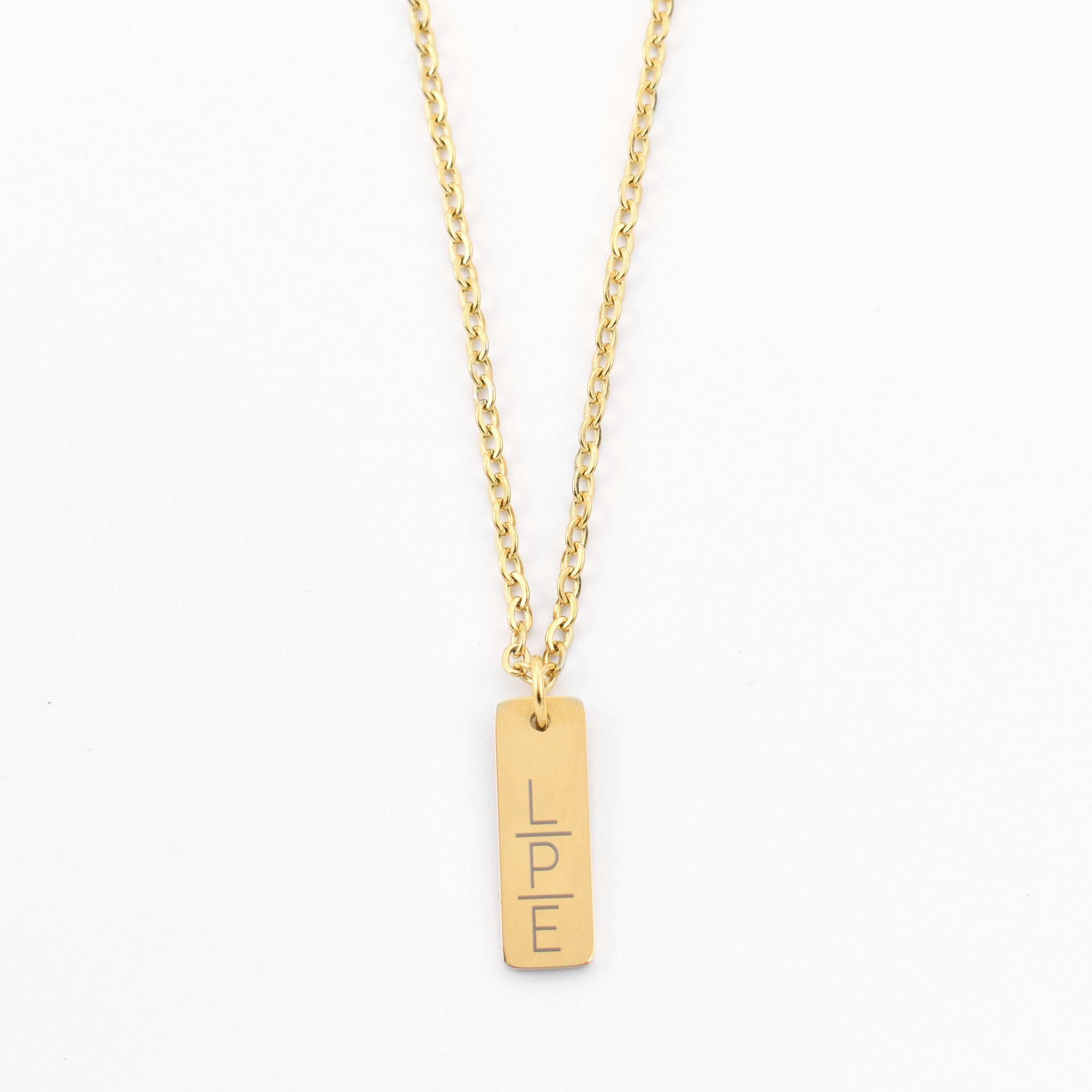 Initials necklace man rectangle