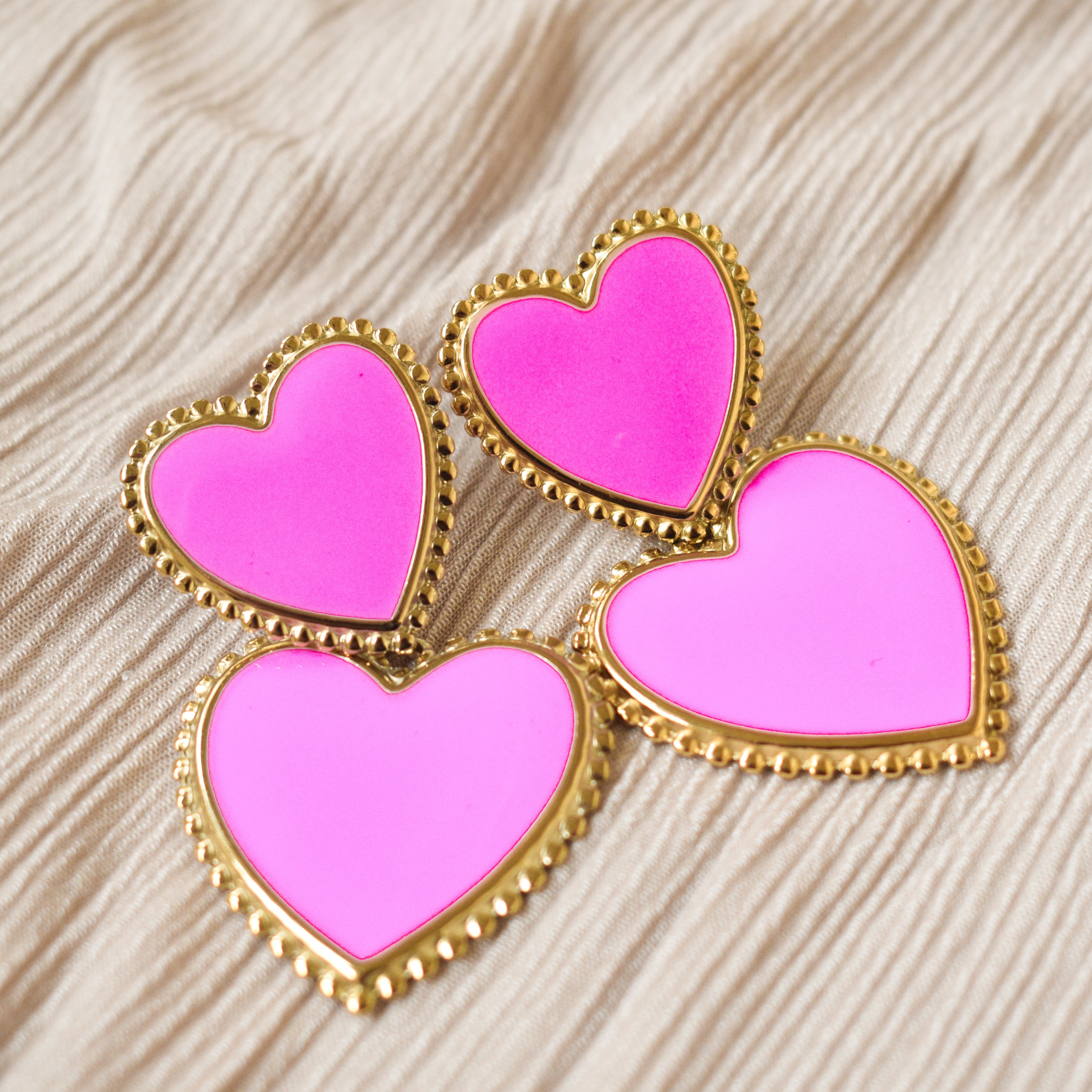 Statement Heart Earrings Pink