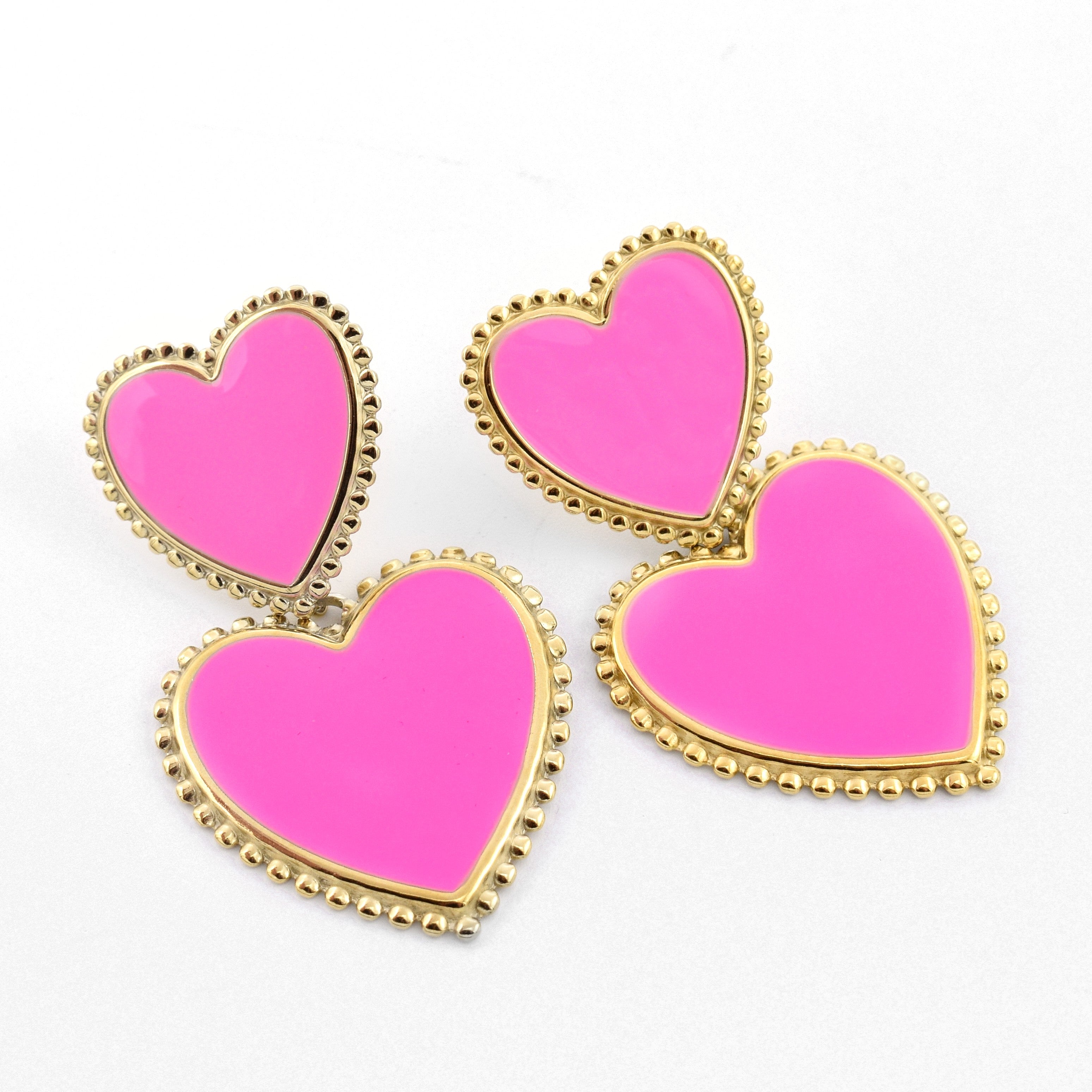 Statement Heart Earrings Pink