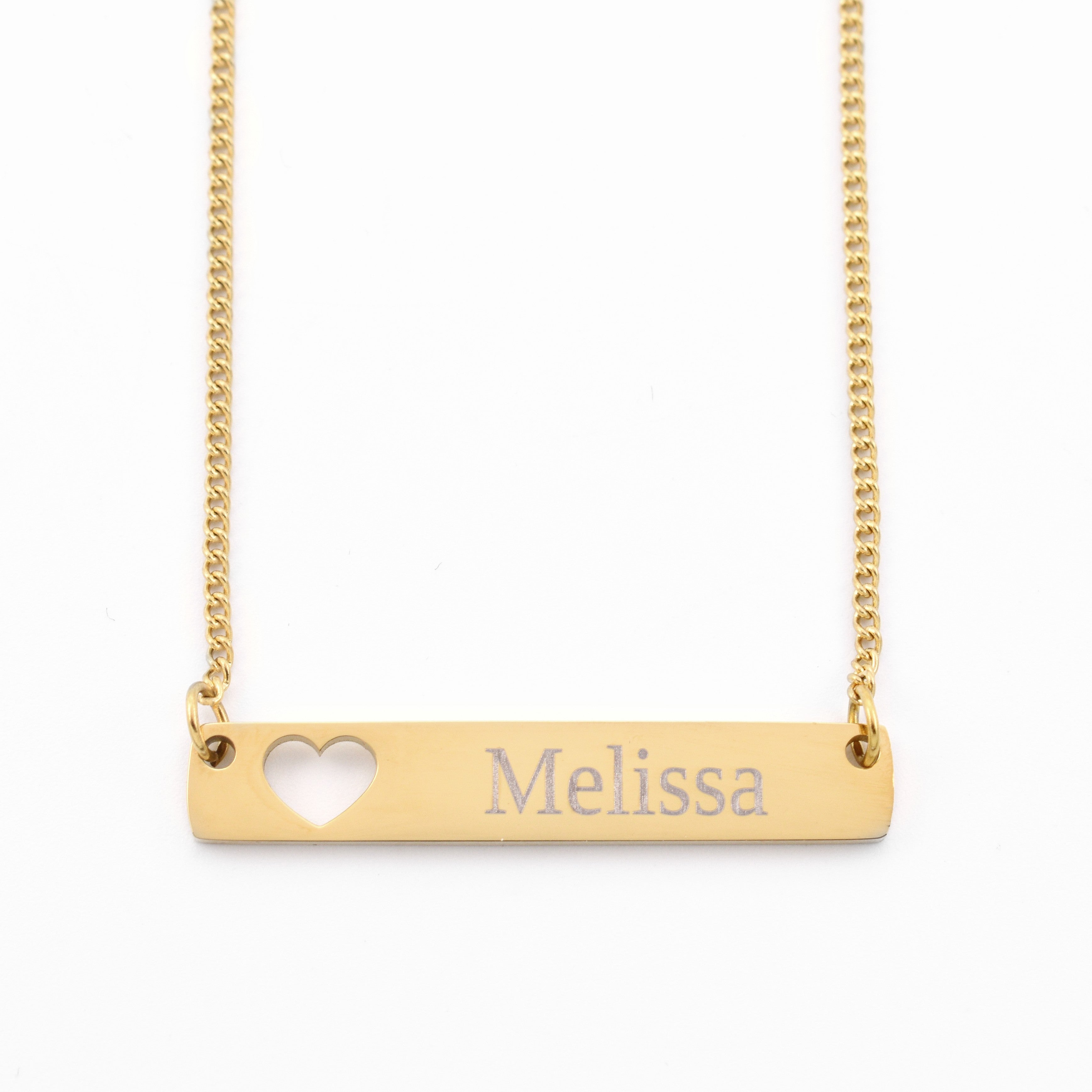 Name necklace rectangle heart