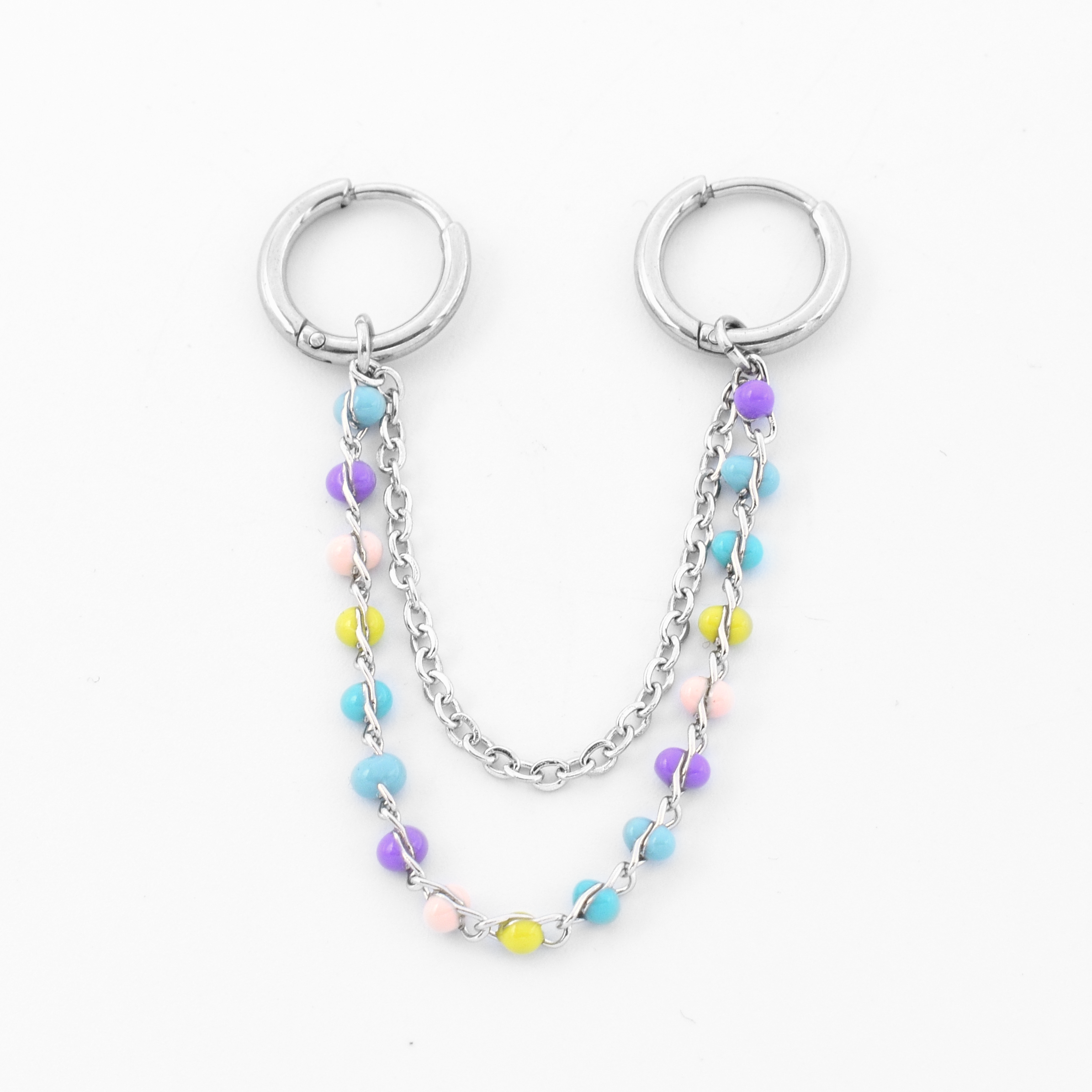 Double earring chain rainbow